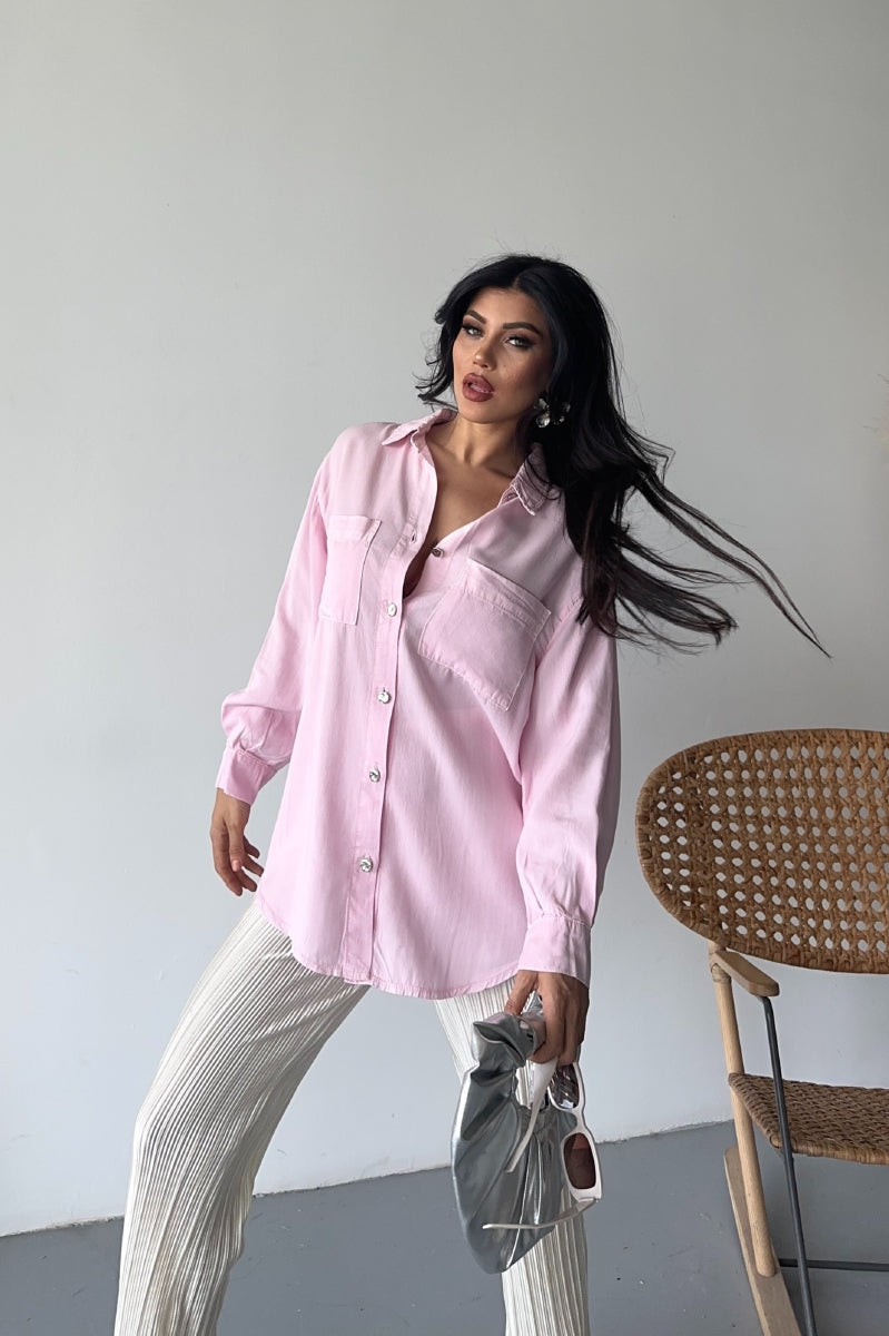 Cepli Oversize Keten Gömlek HS609