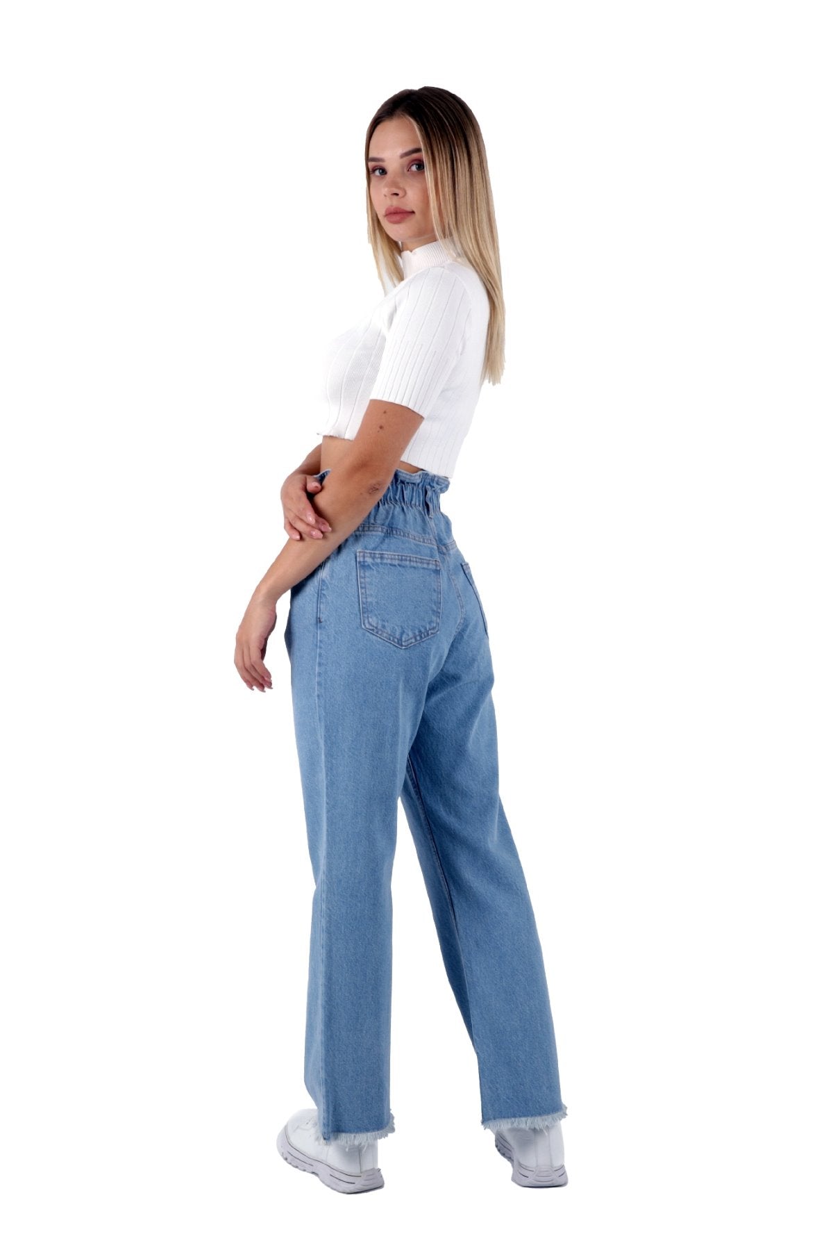Beli Lastikli Bol Paça Relax Kot Pantolon 789