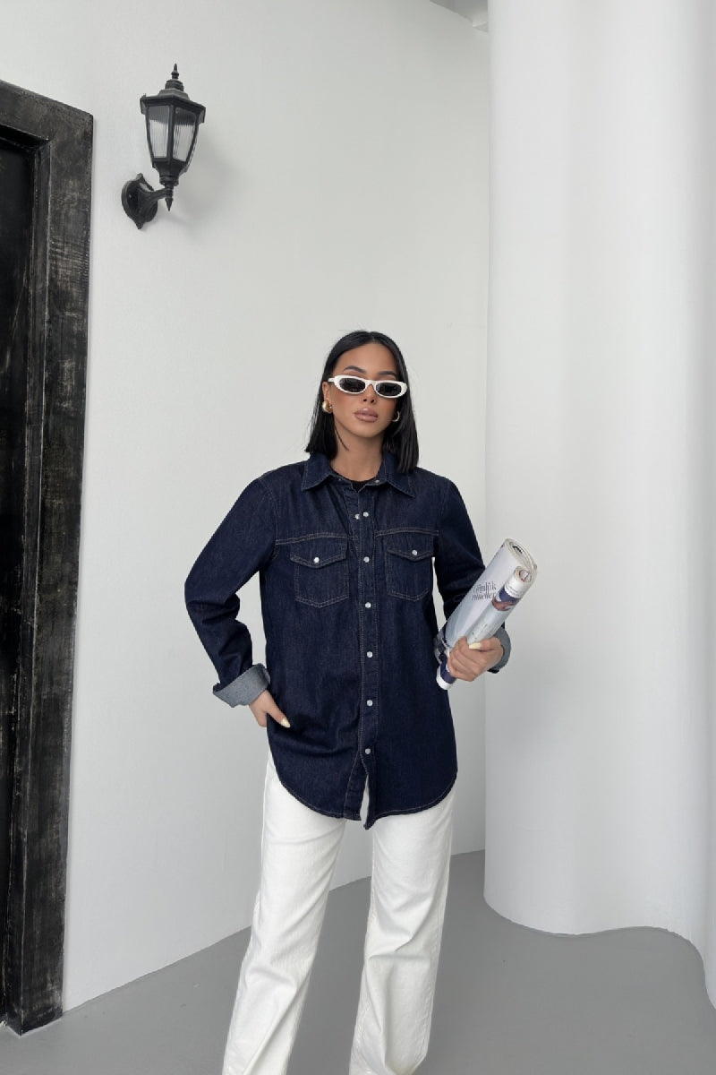 Çıtçıtlı Kot Gömlek 6013