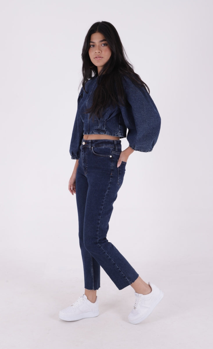 Dikişsiz Paça Mom Fit Kot Pantolon 764