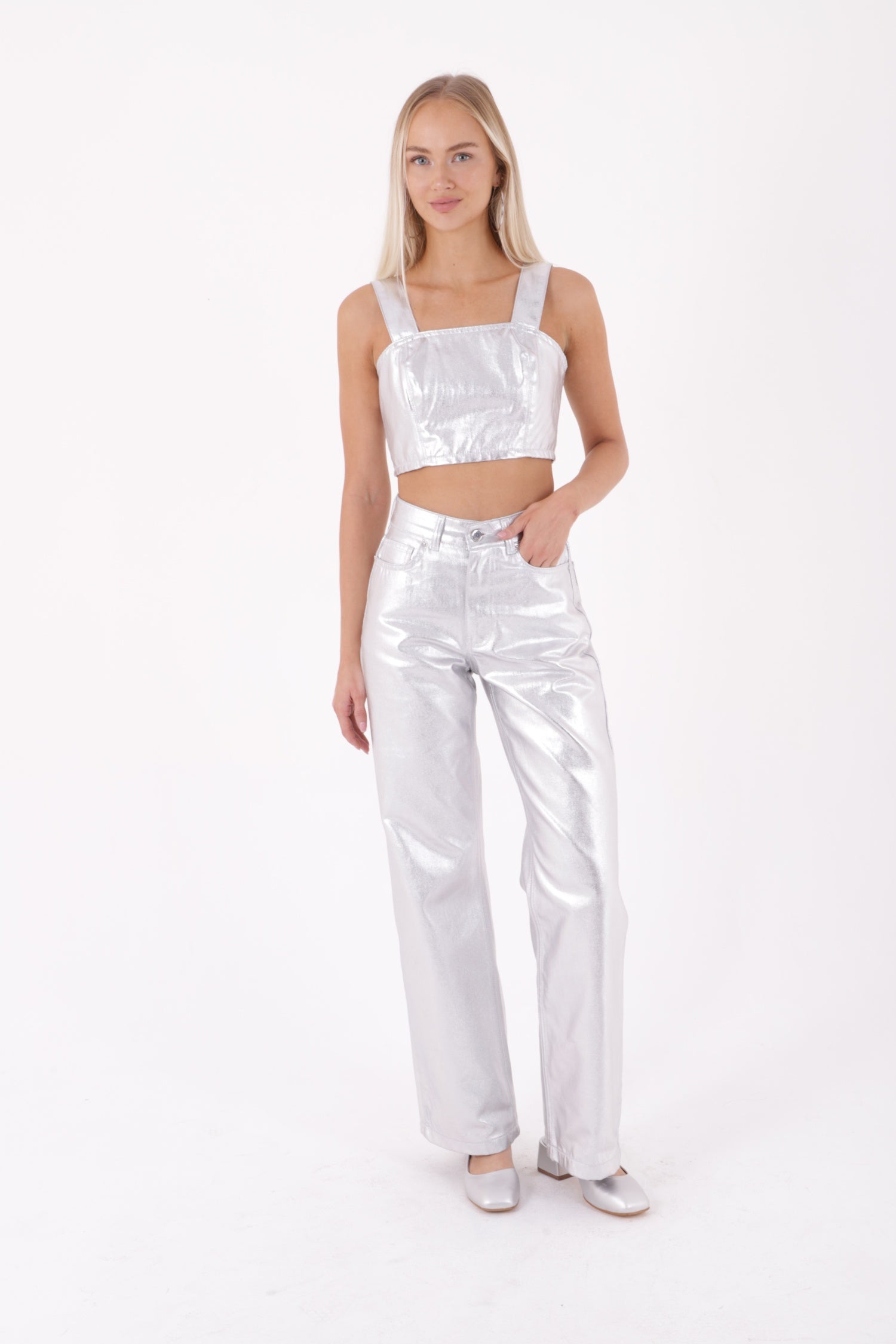 Fermuarlı Askılı Kot Büstiyer