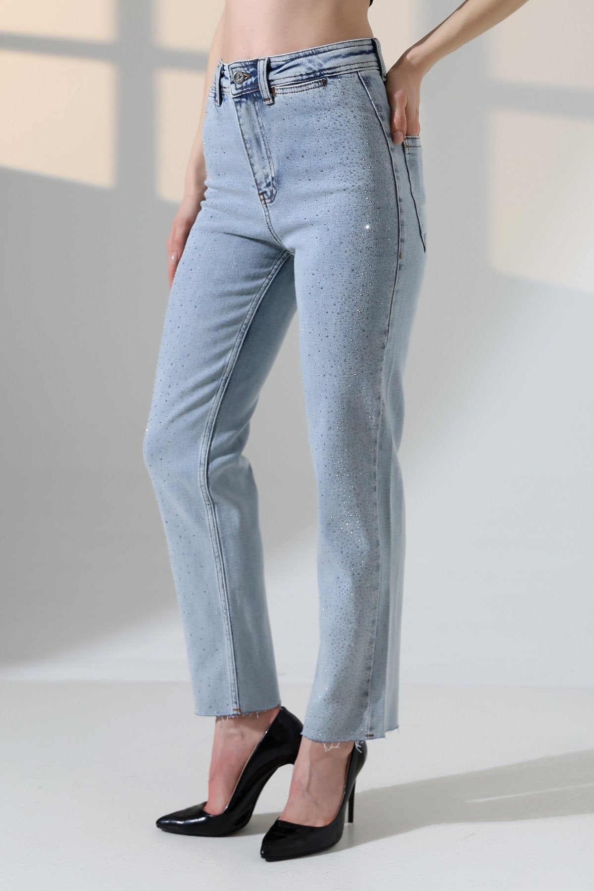 Serpme Taşlı  Relax Kot Pantolon 7193