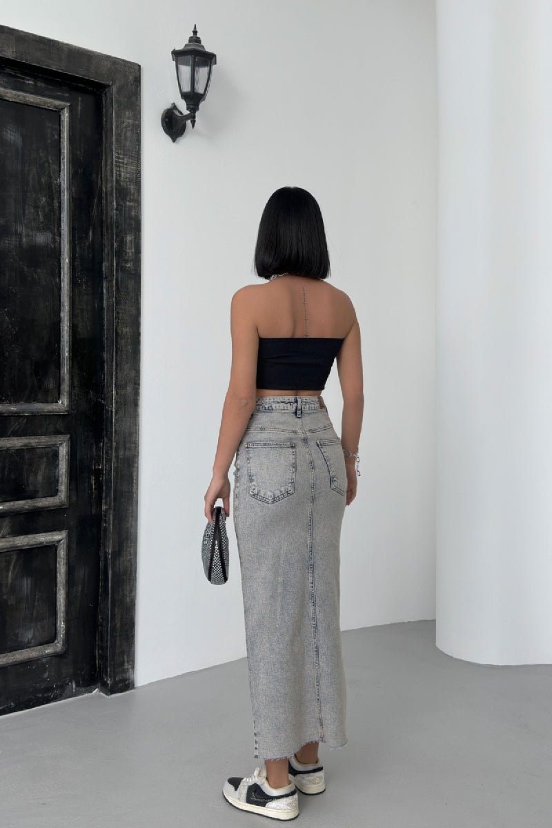 Taşlı Kot Etek 1072