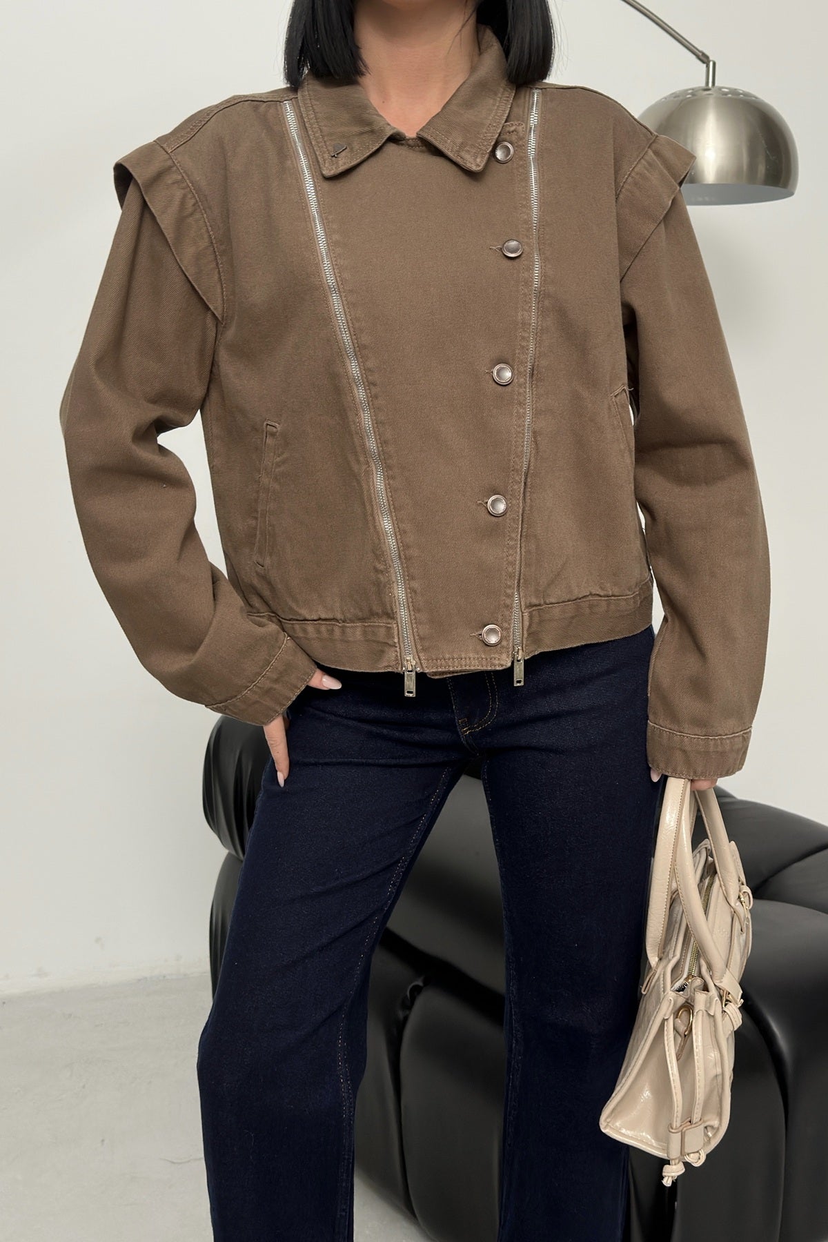 Fermuar Detaylı Kot Ceket 6141