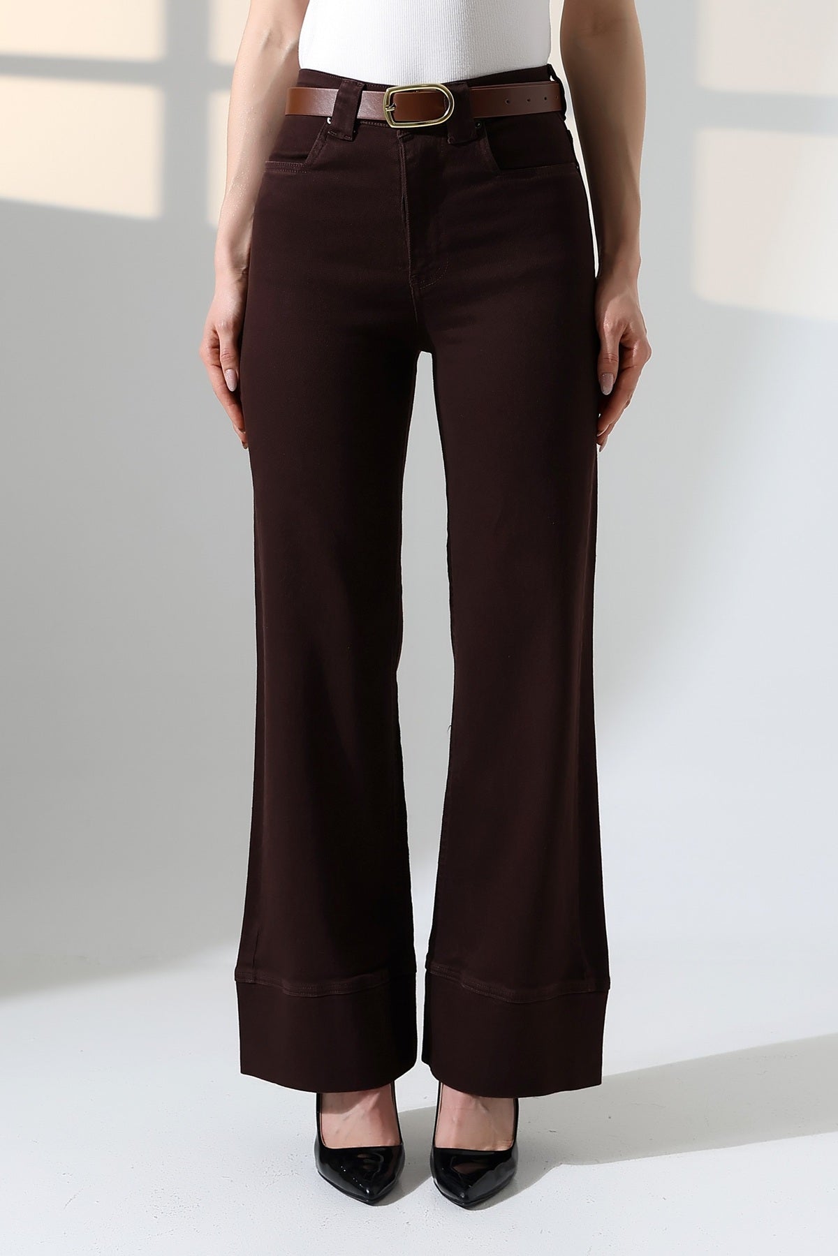 Paça Detaylı Palazzo Kot Pantolon 7164