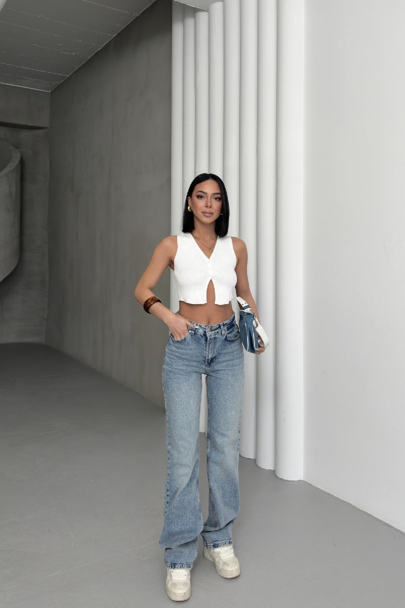 Yüksel Bel Straight Kot Pantolon 7033