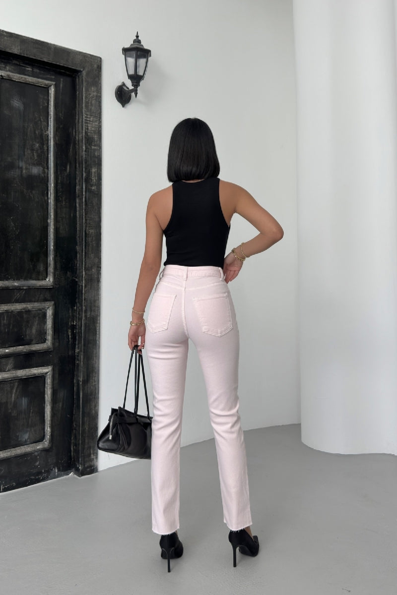 Dikişsiz Paça Mom Fit Kot Pantolon 764