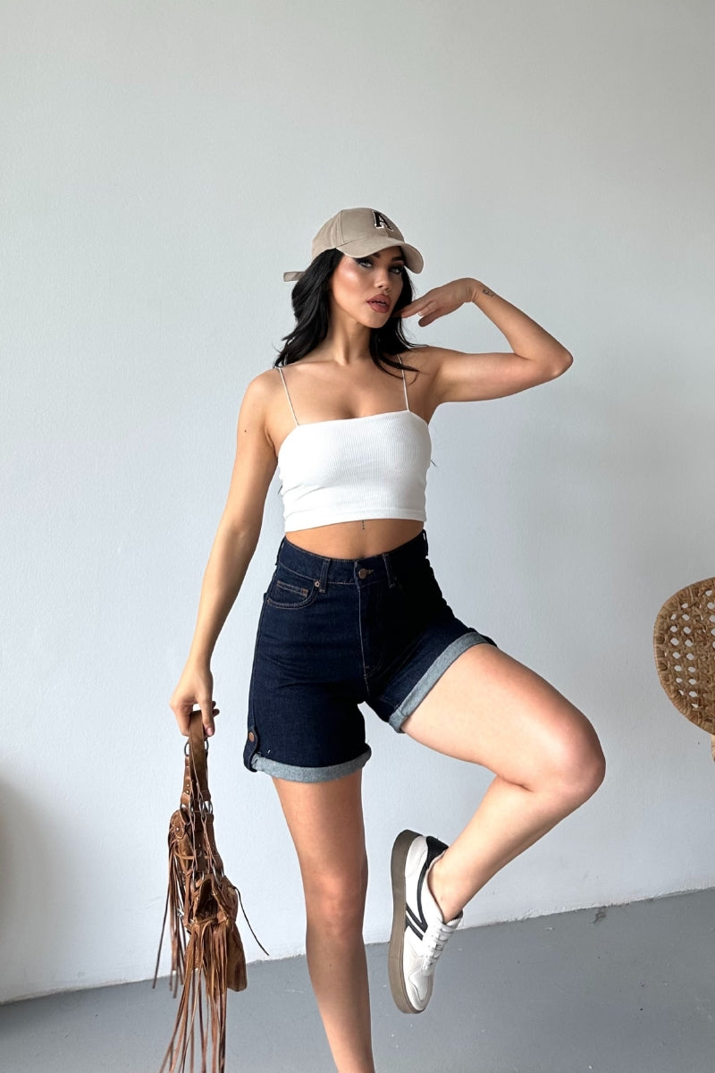 Duble Paça Kot Şort 292