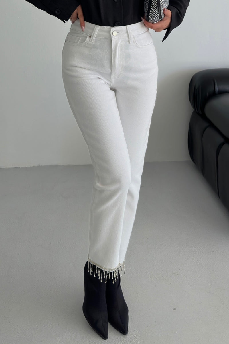 Paçasılı Dikişsiz Paça Mom Kot Pantolon 1890