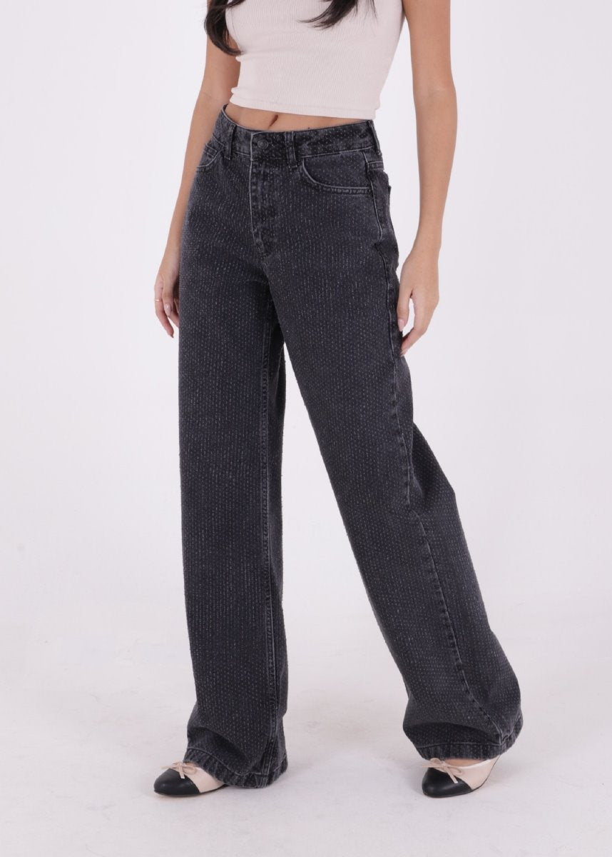 İğne Kırığı Desenli Relax Kot Pantolon 7049