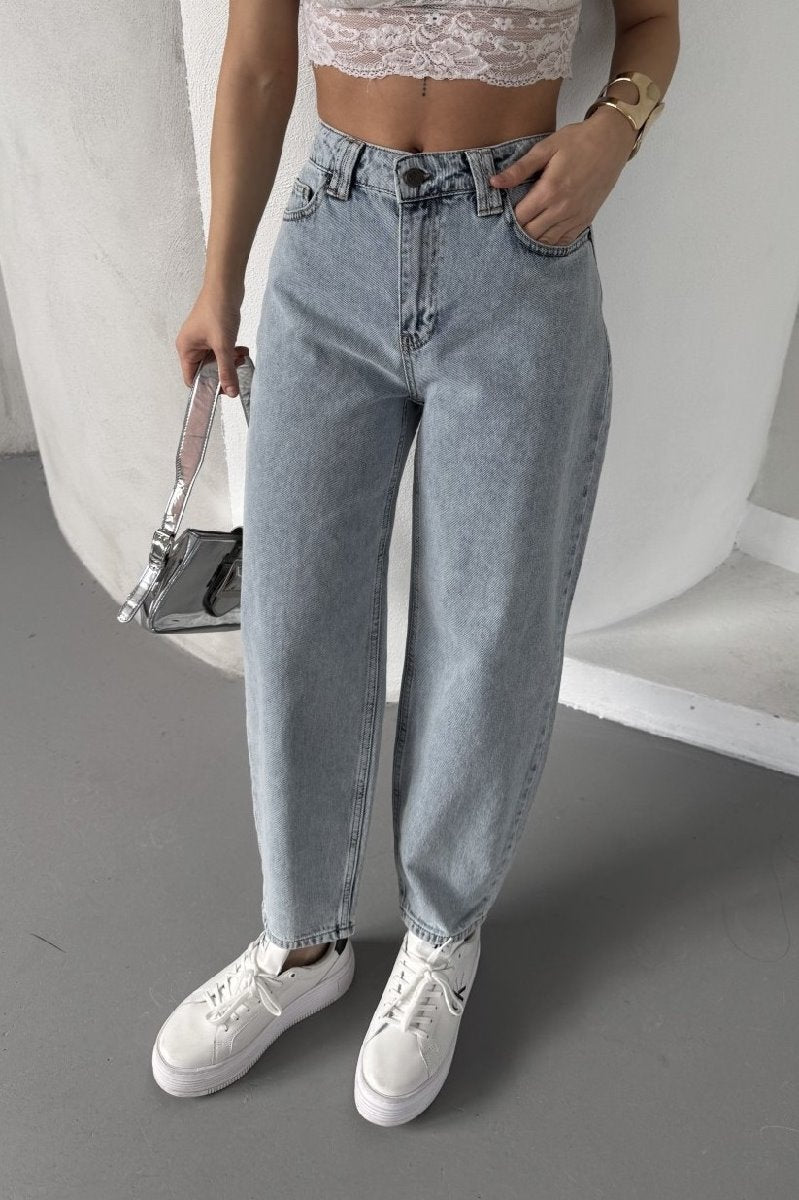 Likrasız Mom Kot Pantolon 7057