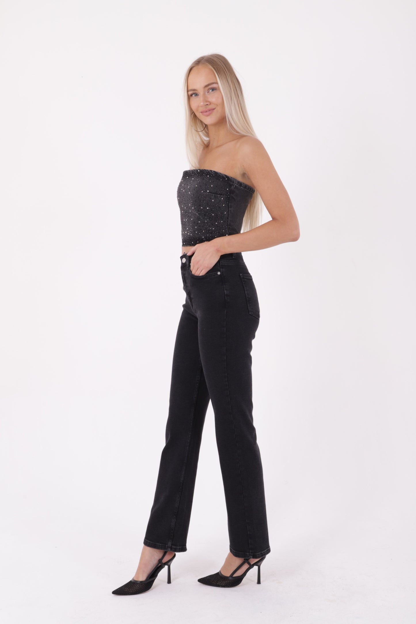 Dikişli Paça Bol Paça Relax Kot Pantolon 7026