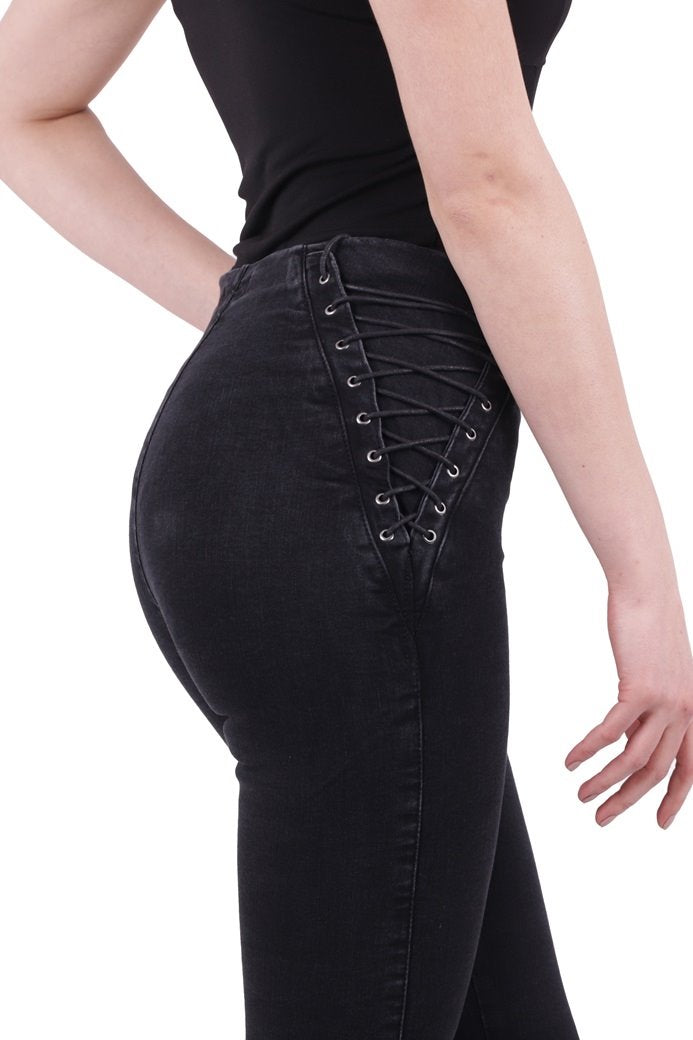 Yanı Bağcıklı Kot Pantolon 712