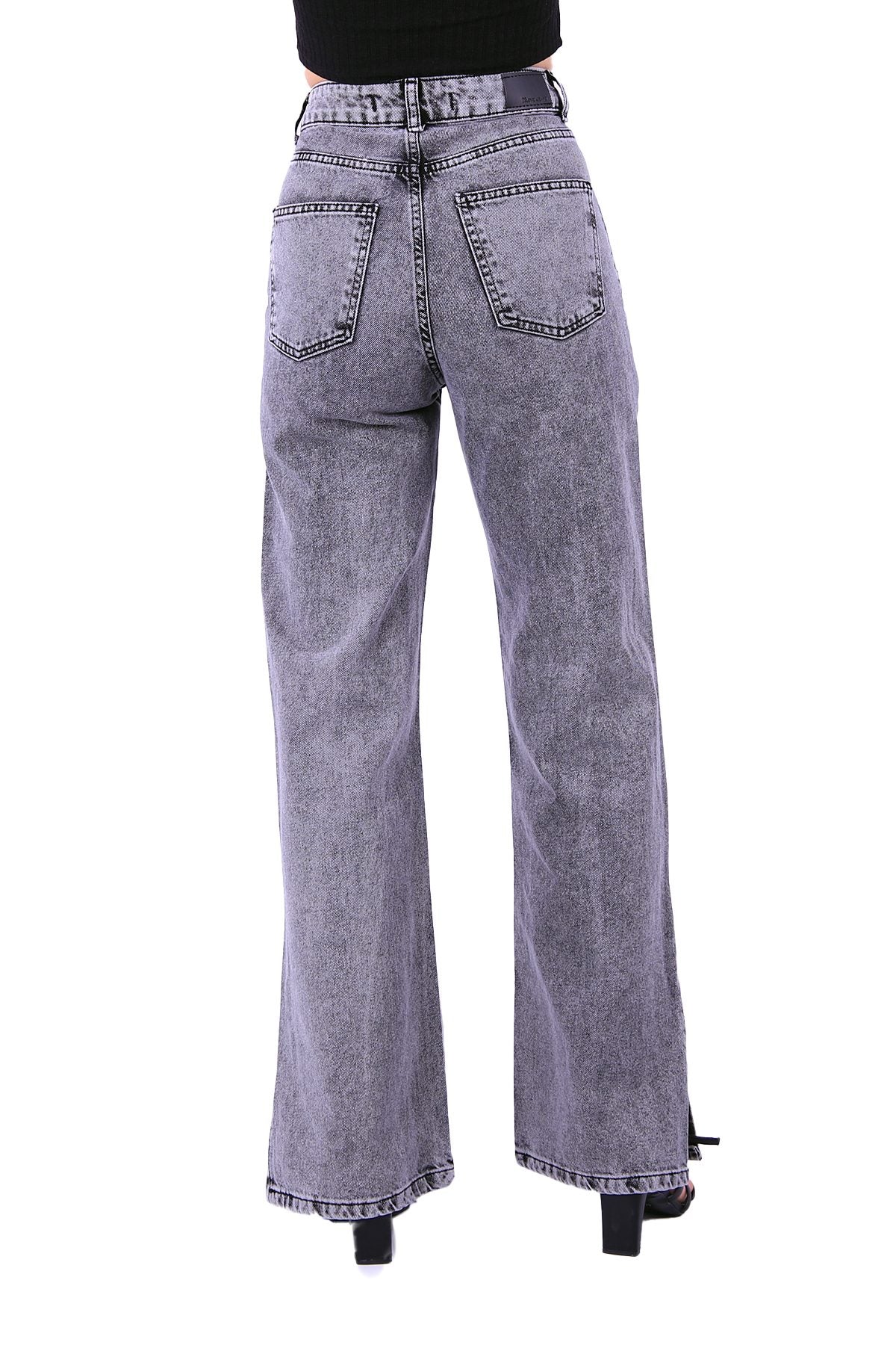 Paçası Yırtmaçlı Mom Fit Kot Pantolon 1732