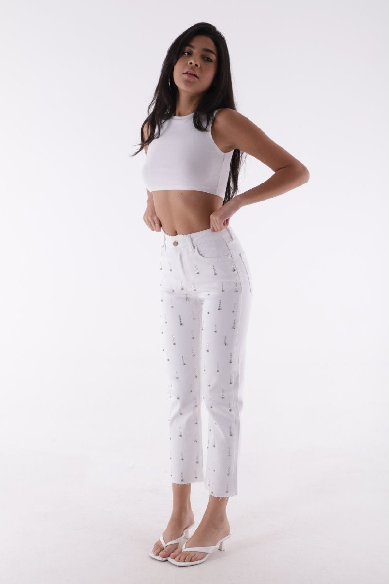 Tek Taraflı Droplı Mom Fit Kot Pantolon 7038