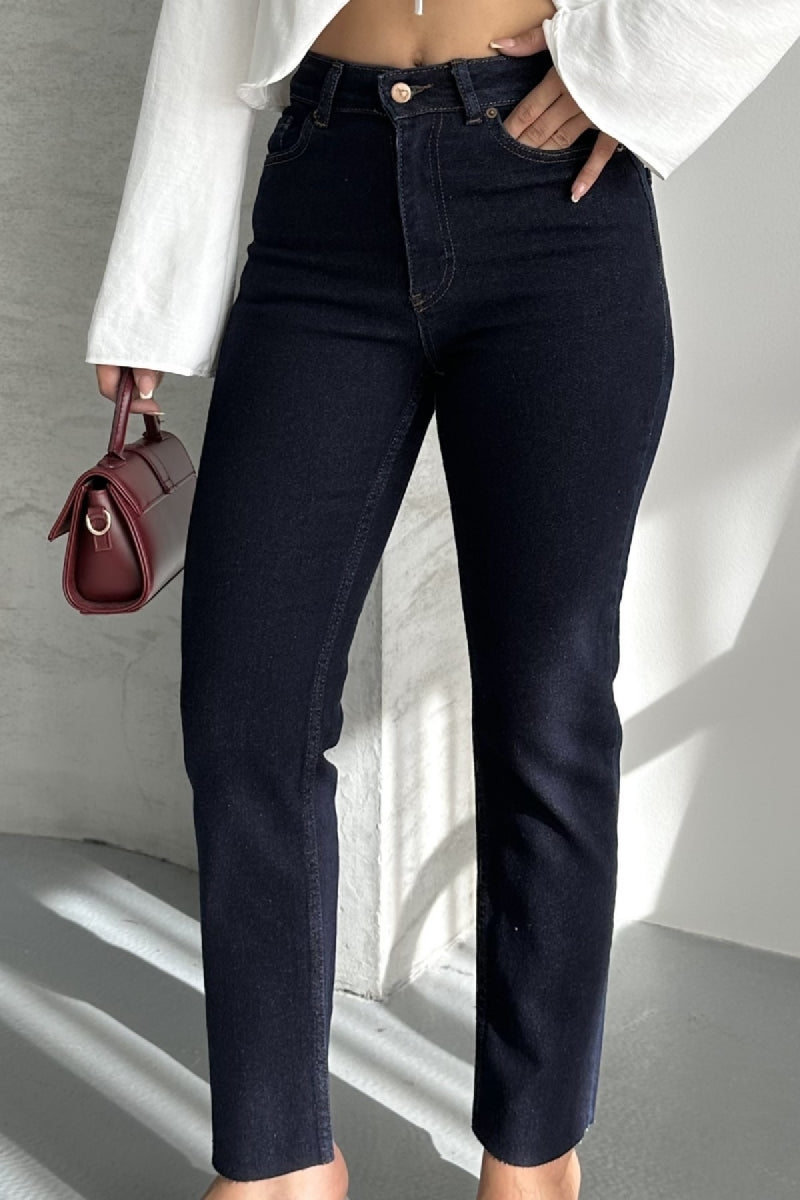 Dikişsiz Paça Mom Fit Kot Pantolon 764