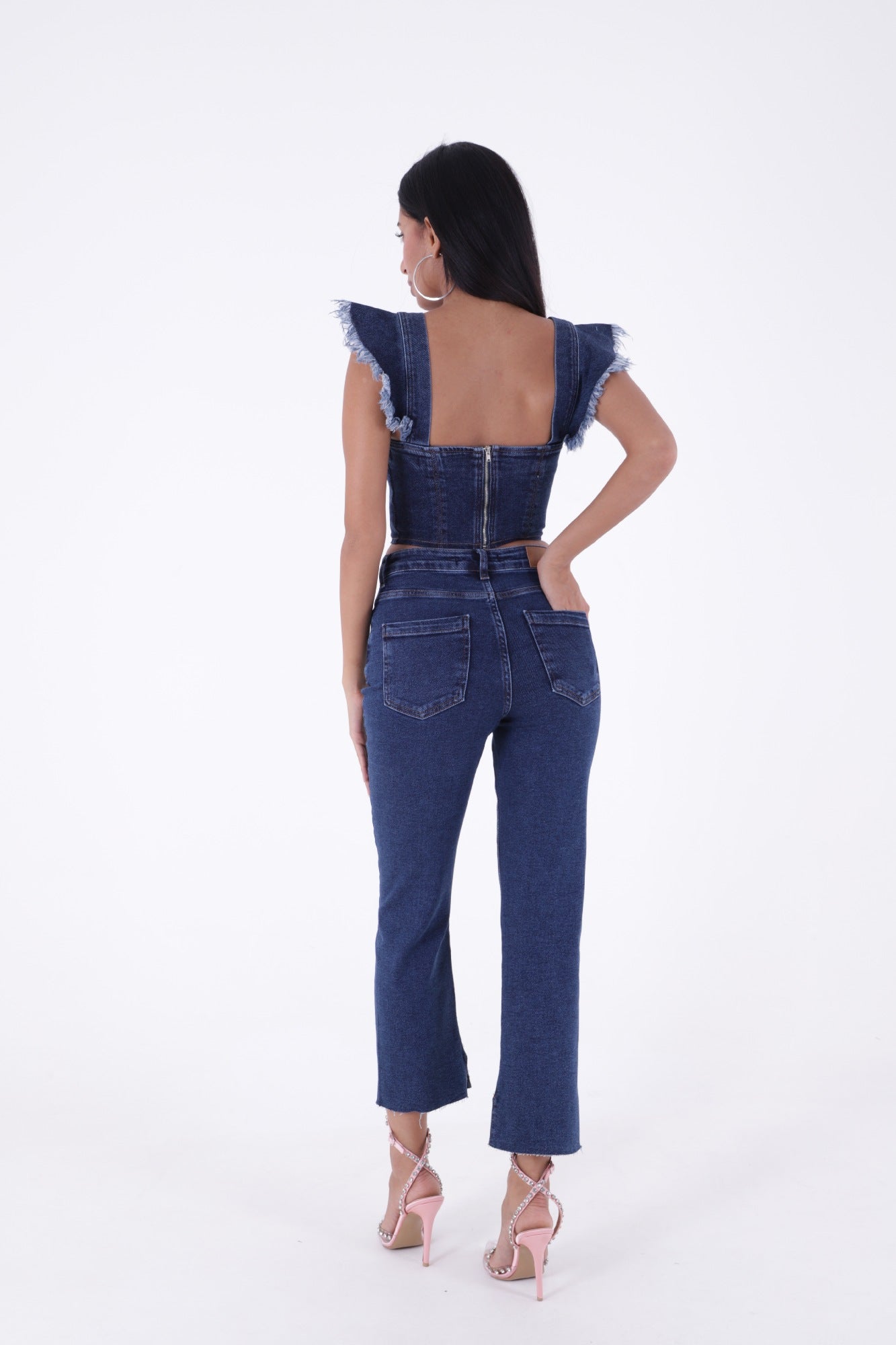 Paçası Yırtmaçlı Serpme Detaylı Mom Fit Jean 1769