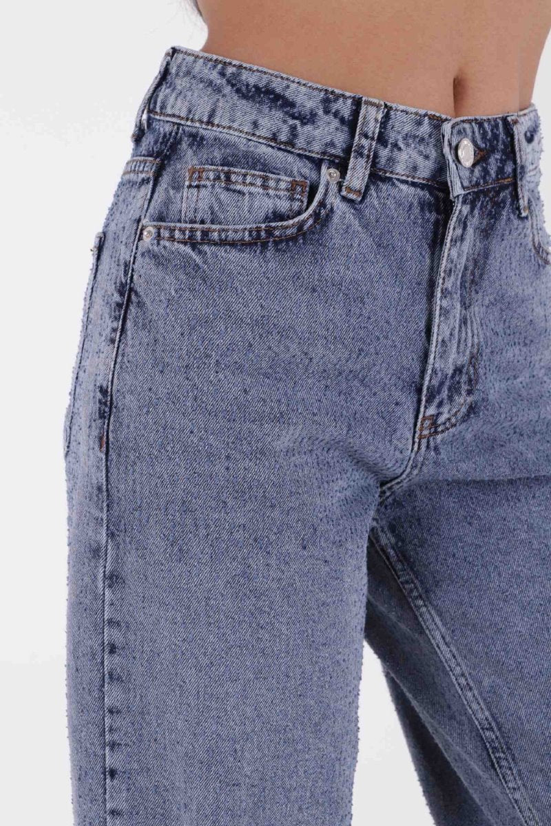 İğne Kırığı Desenli Relax Kot Pantolon 7049