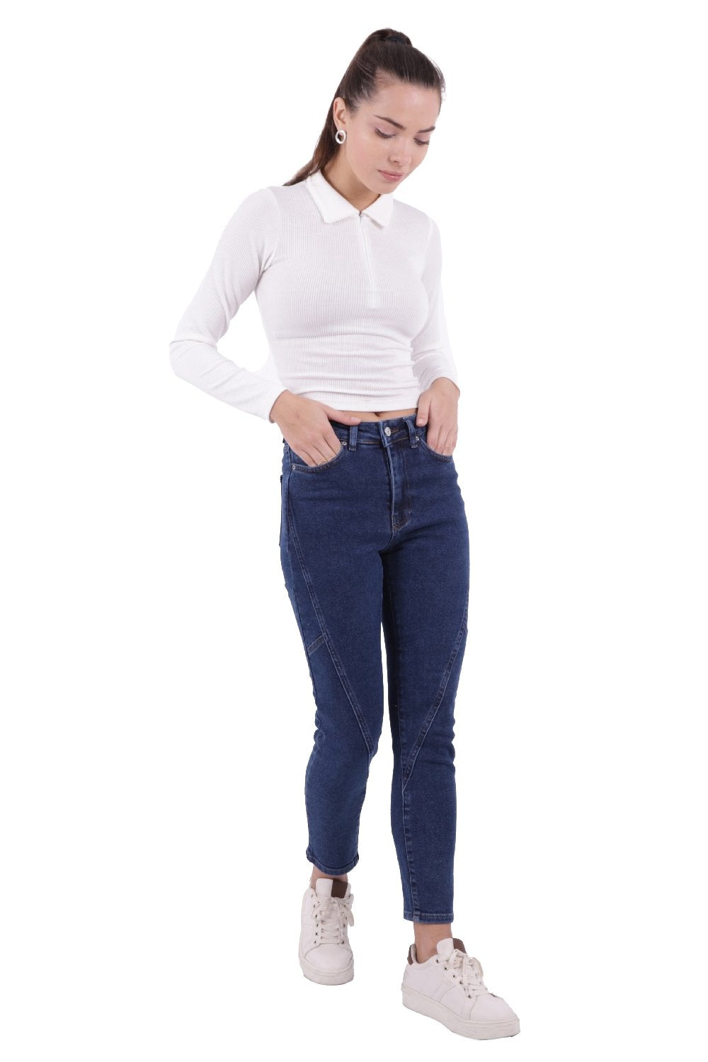 Parçalı Mom Pantolon 778