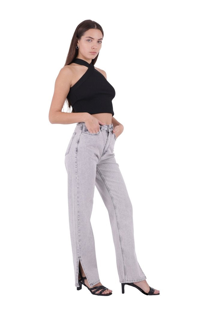 Paçası Yırtmaçlı Boru Paça Relax Kot Pantolon 931