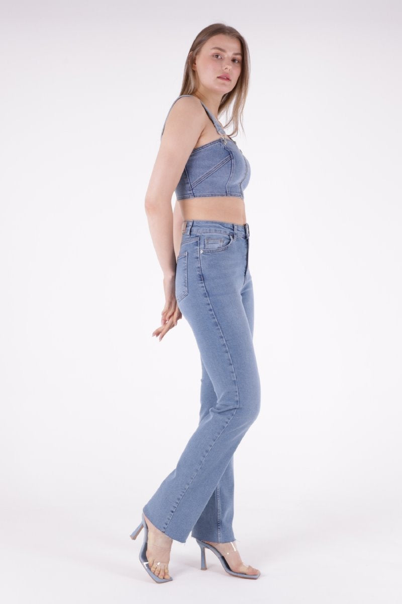 Dikişsiz Paça Bol Paça Relax Kot Pantolon 1726