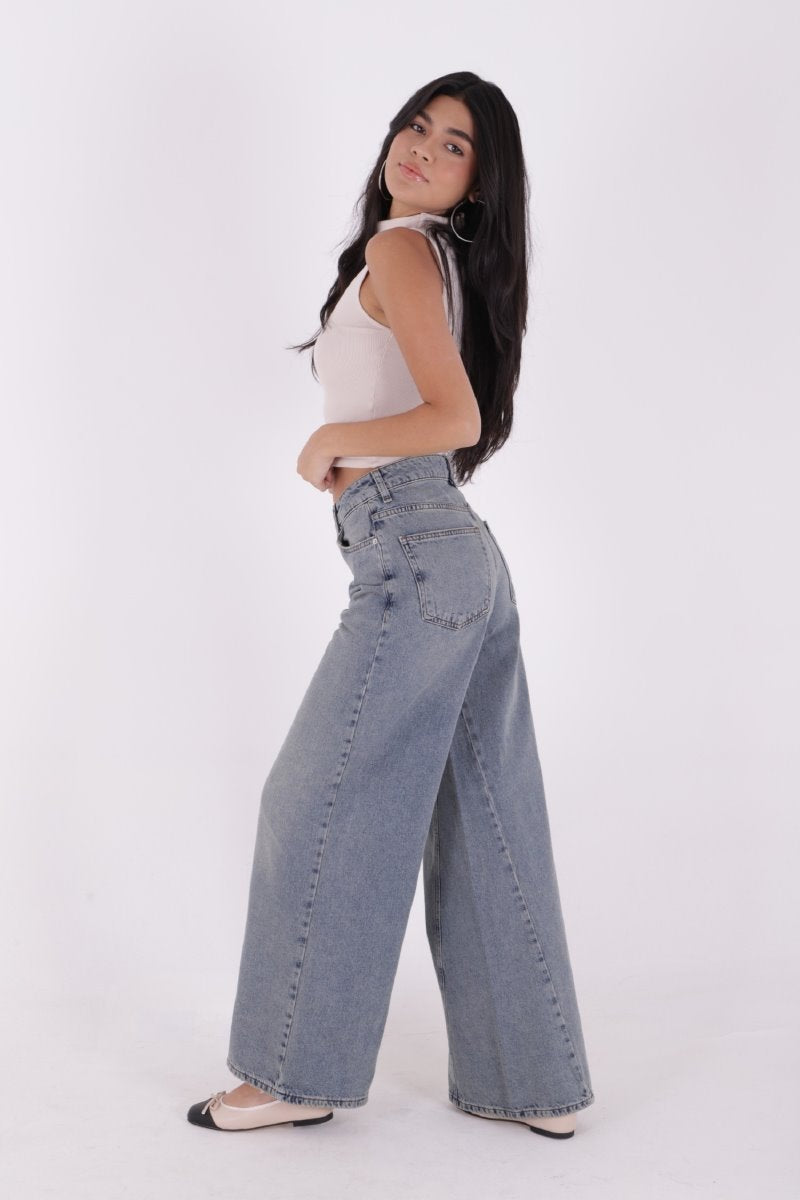 Parçalı Baggy Kot Pantolon 7045