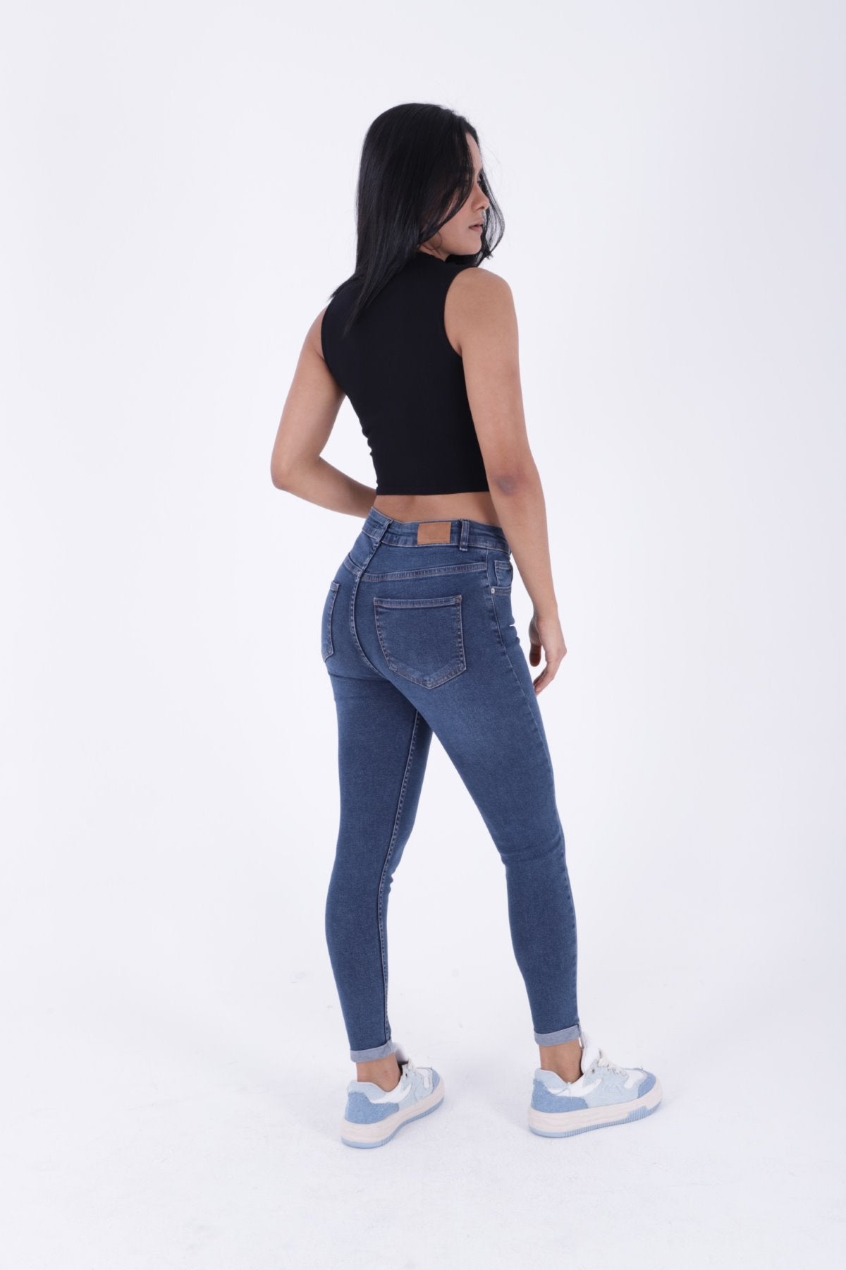 Duble Paça Skinny Kısa Boy Kot Pantolon 820