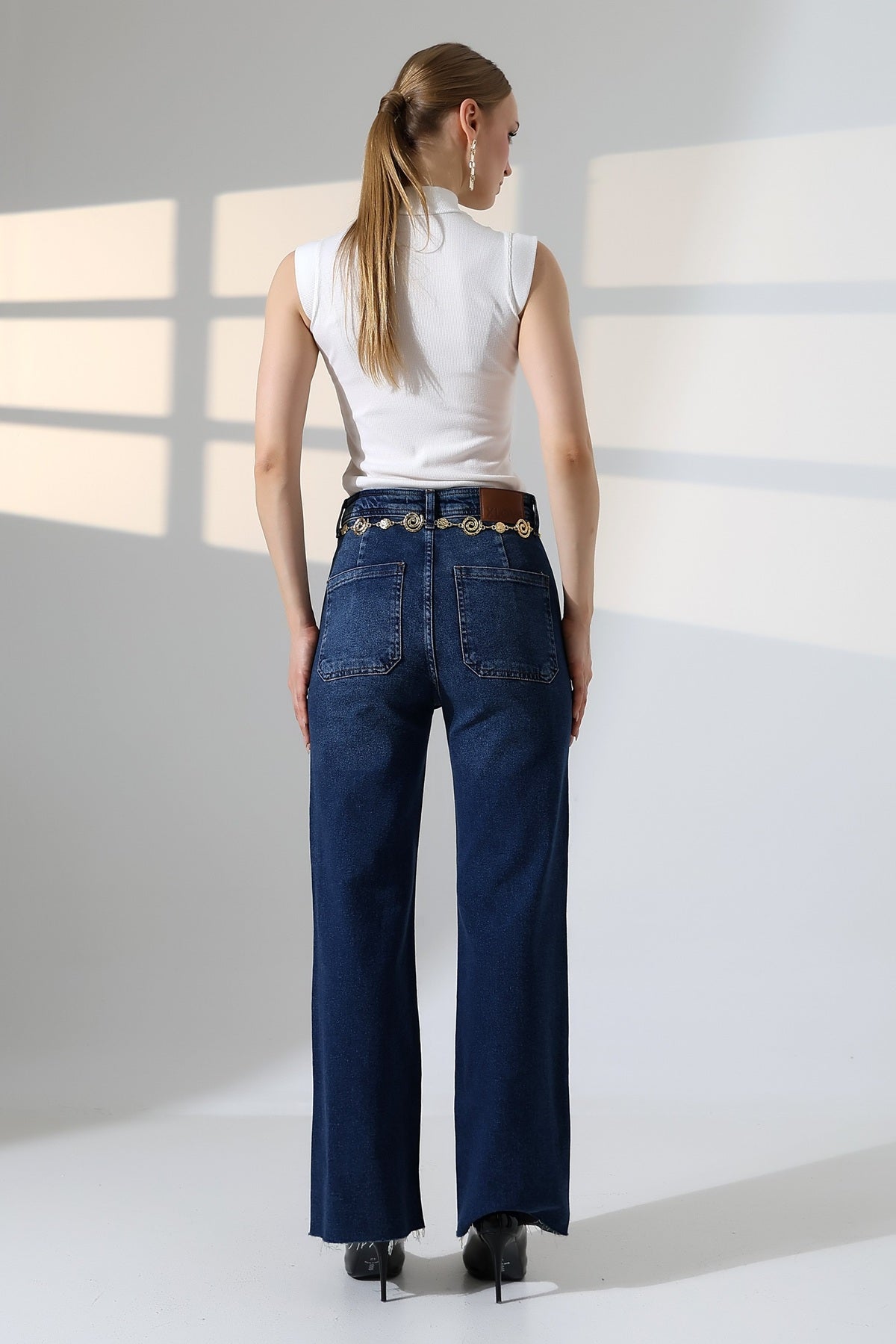 Dekoratif Cep Detaylı Palazzo Kot Pantolon 1710