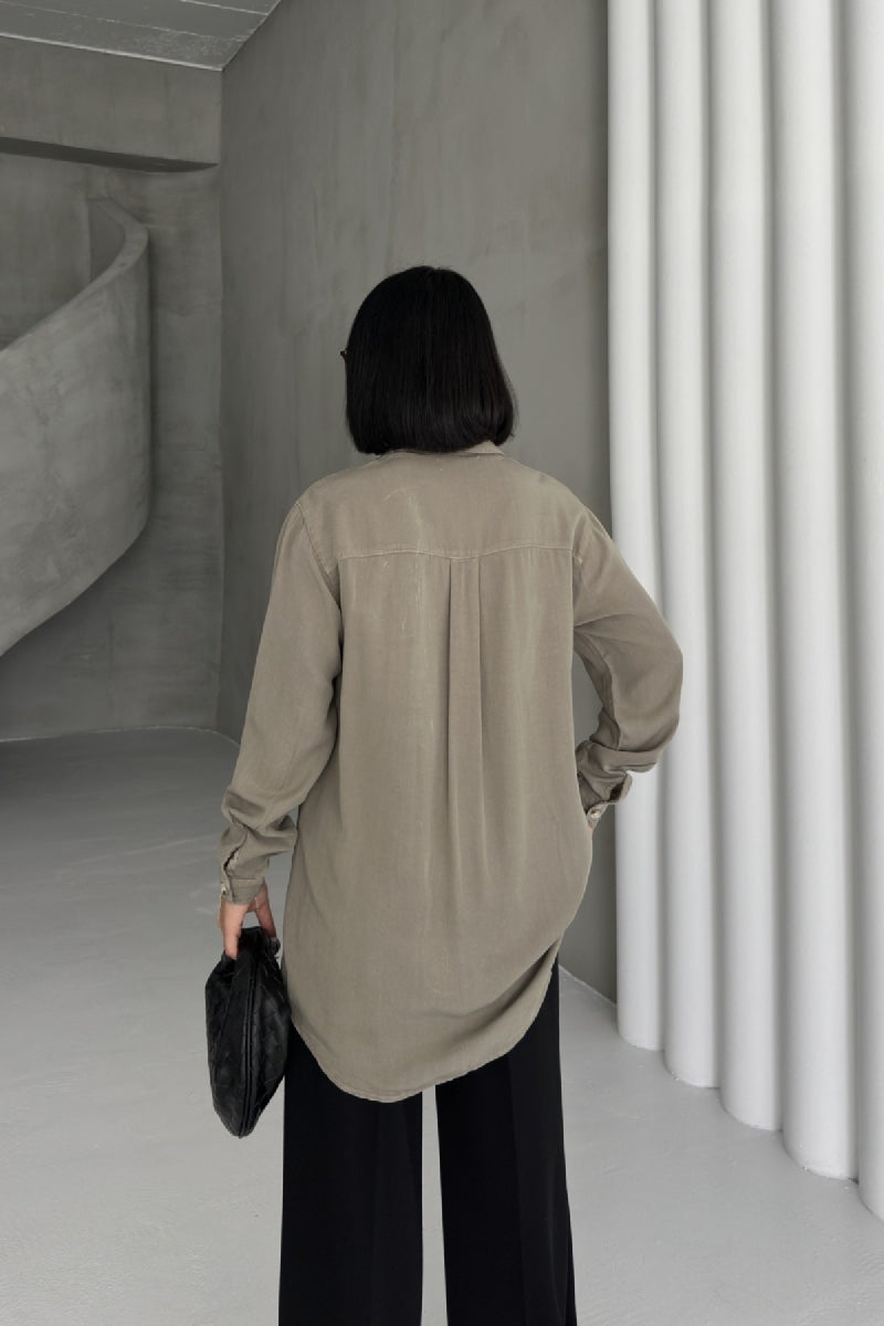 Uzun Tunik Keten Gömlek HS611