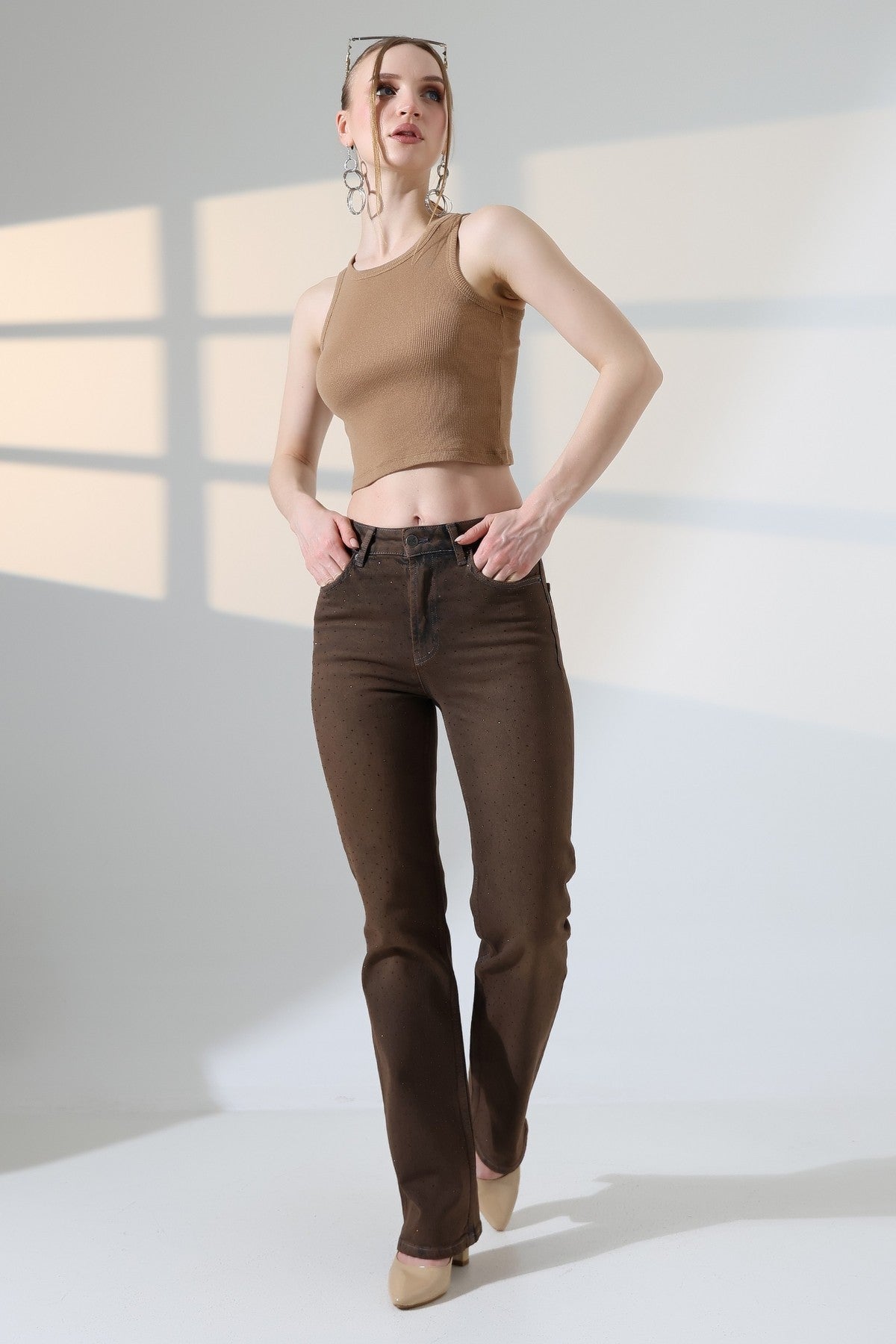 Serpme Taşlı Relax Kot Pantolon