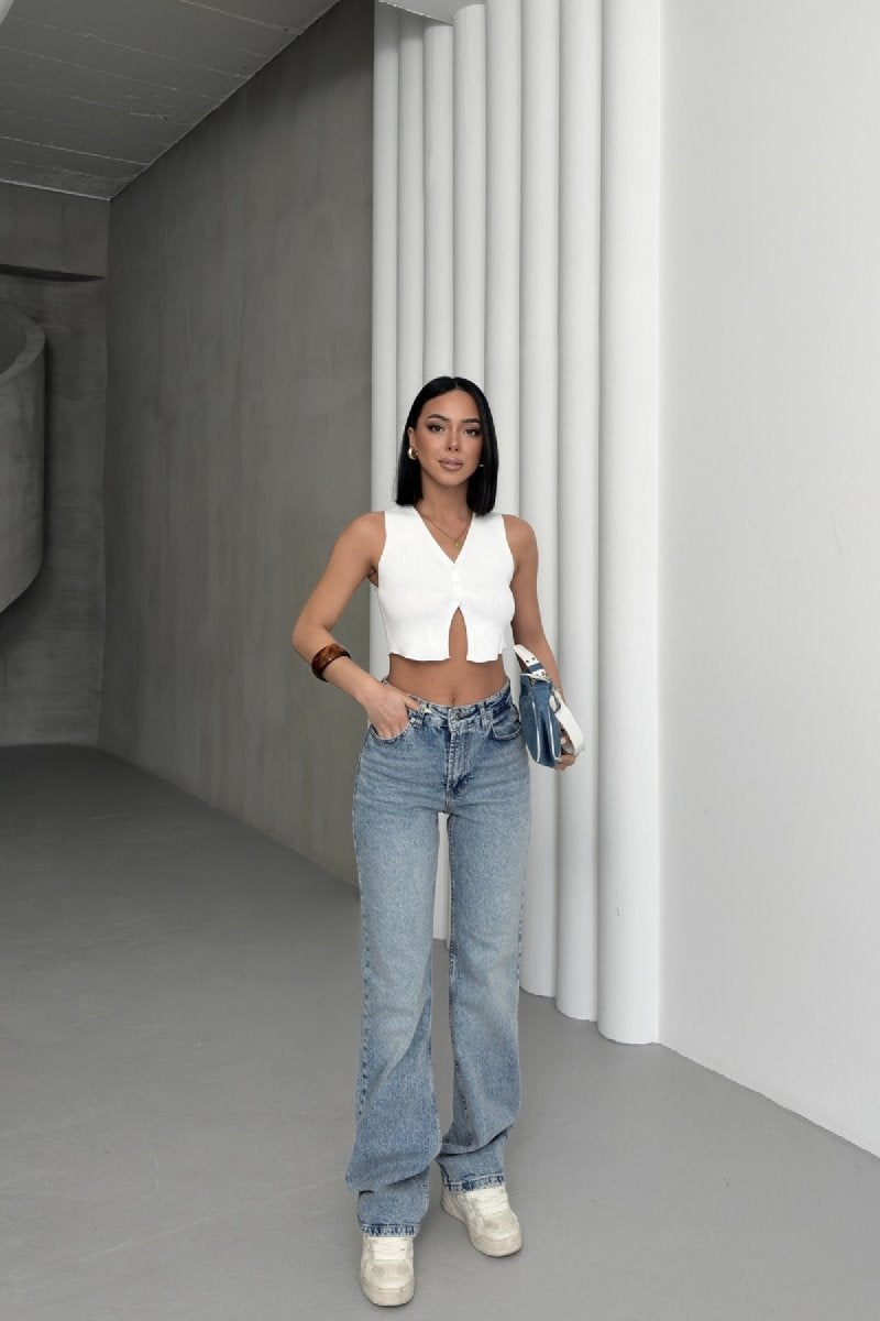 Yüksel Bel Straight Kot Pantolon 7033