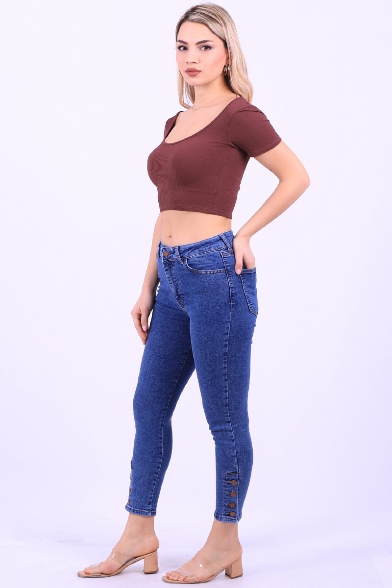Paçası Dört Düğmeli Kot Pantolon 786