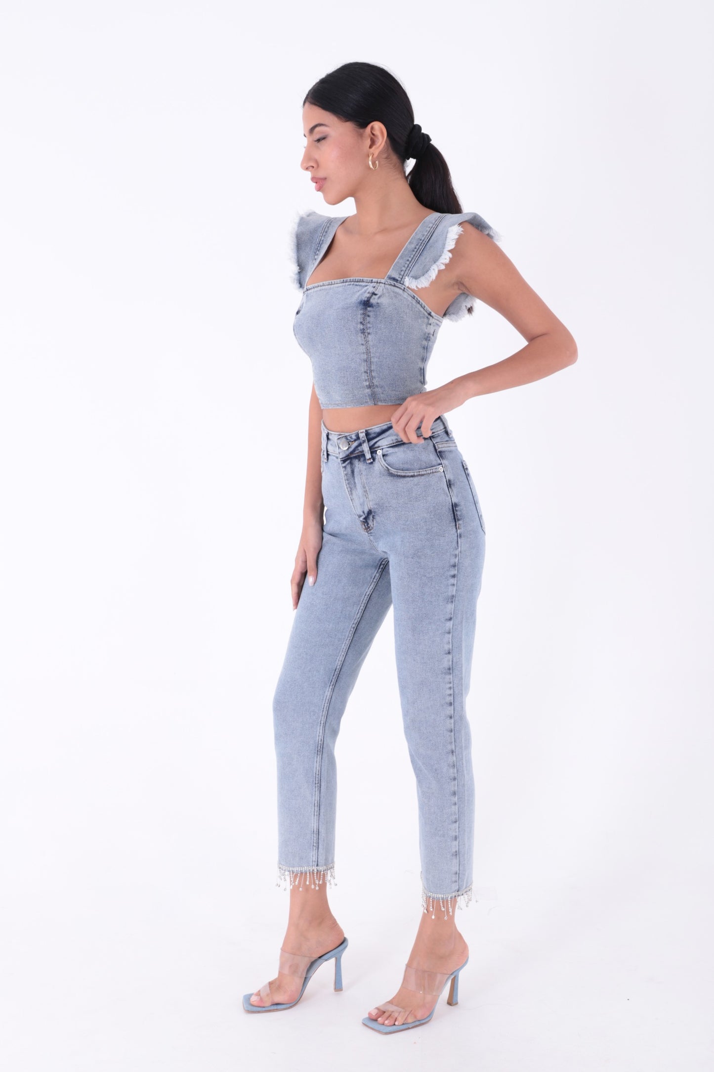 Paçasılı Dikişsiz Paça Mom Kot Pantolon 1890