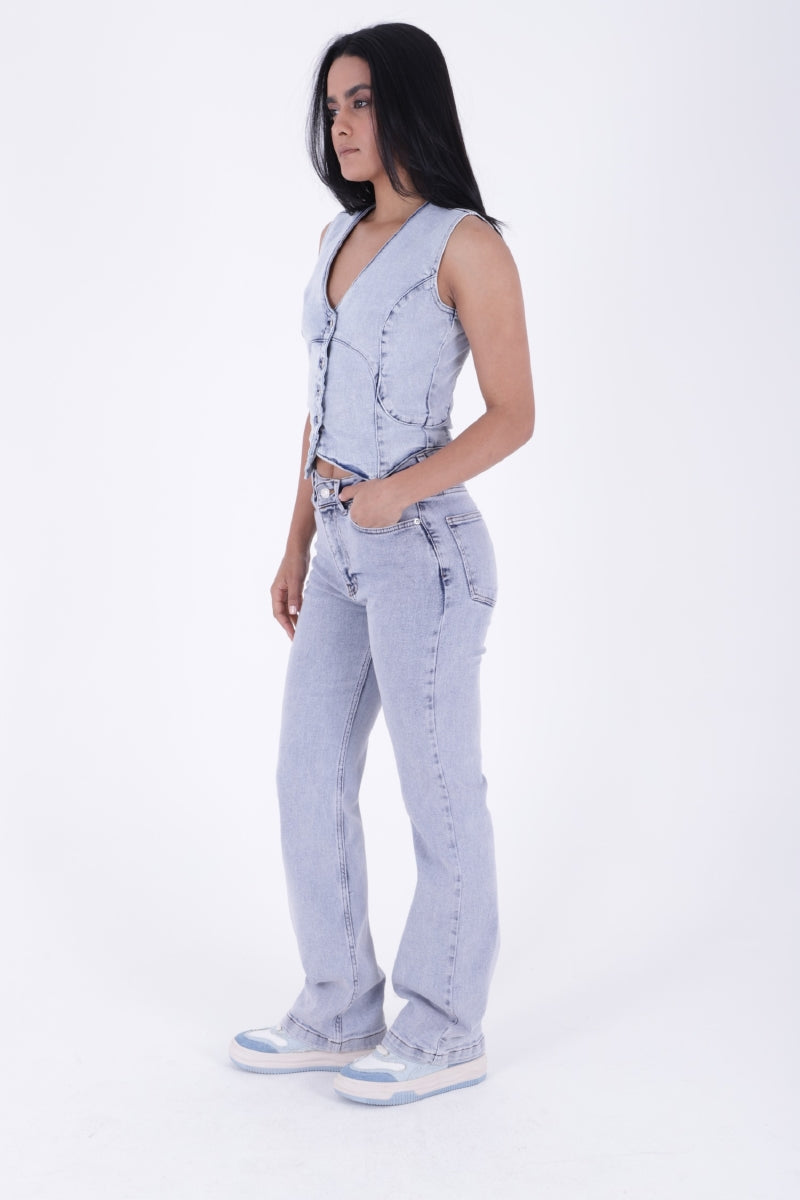 Dikişli Paça Bol Paça Relax Kot Pantolon 7026