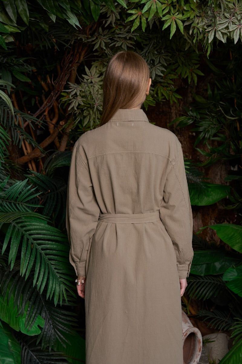 Uzun Keten Elbise HS303