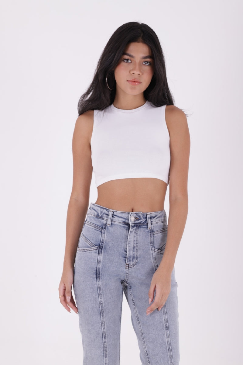 Önü Parçalı Dikişli Paça Kot Pantolon 7043