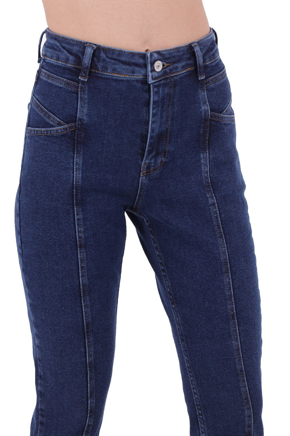 Parçalı Önü Yırtmaçlı Dikişsiz Paça Pantolon 1743