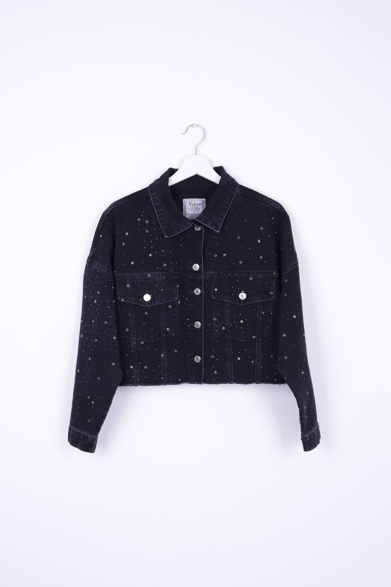 Taşlı Kısa Oversize Kot Ceket 6005