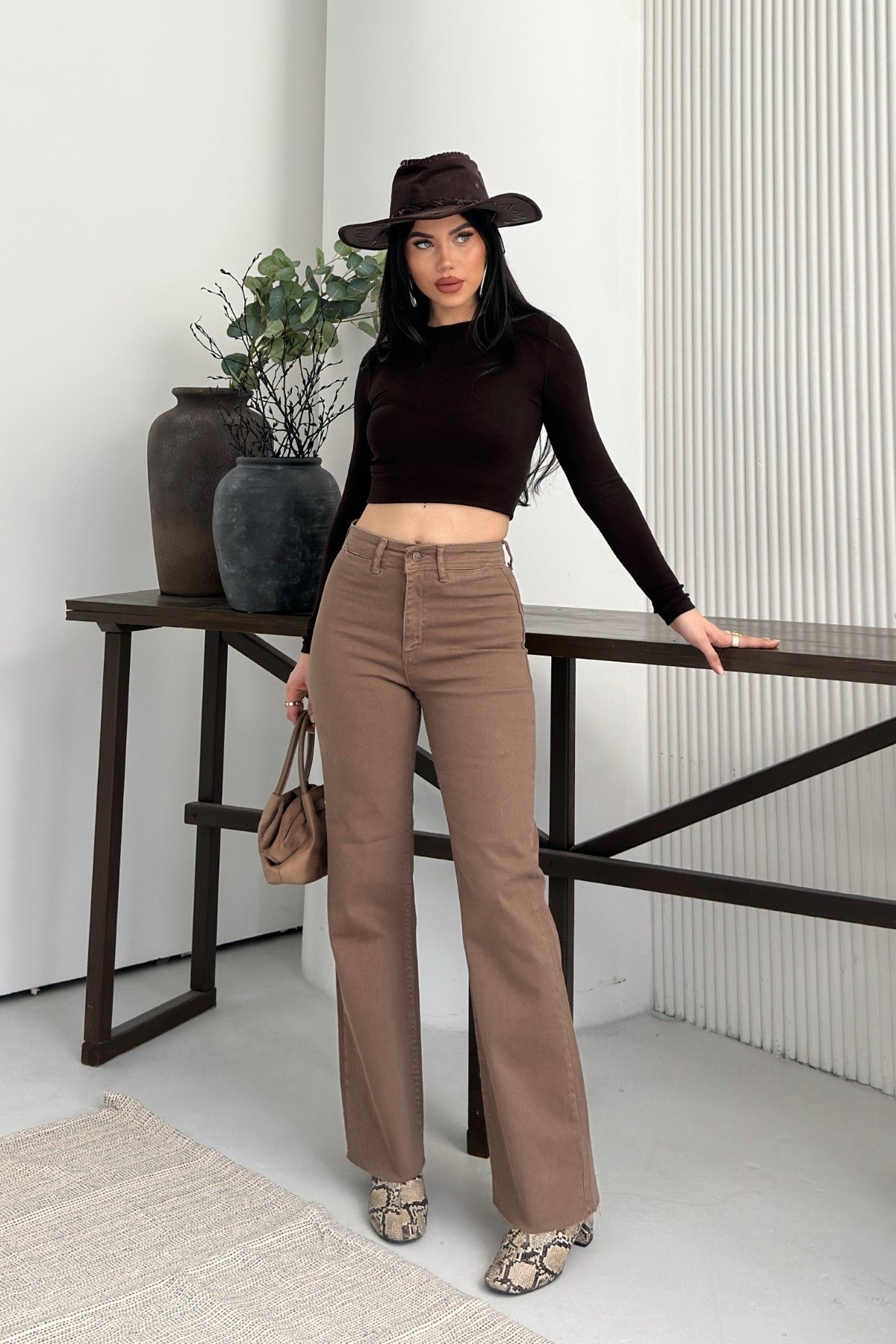 Dekoratif Cep Detaylı Palazzo Kot Pantolon 1710