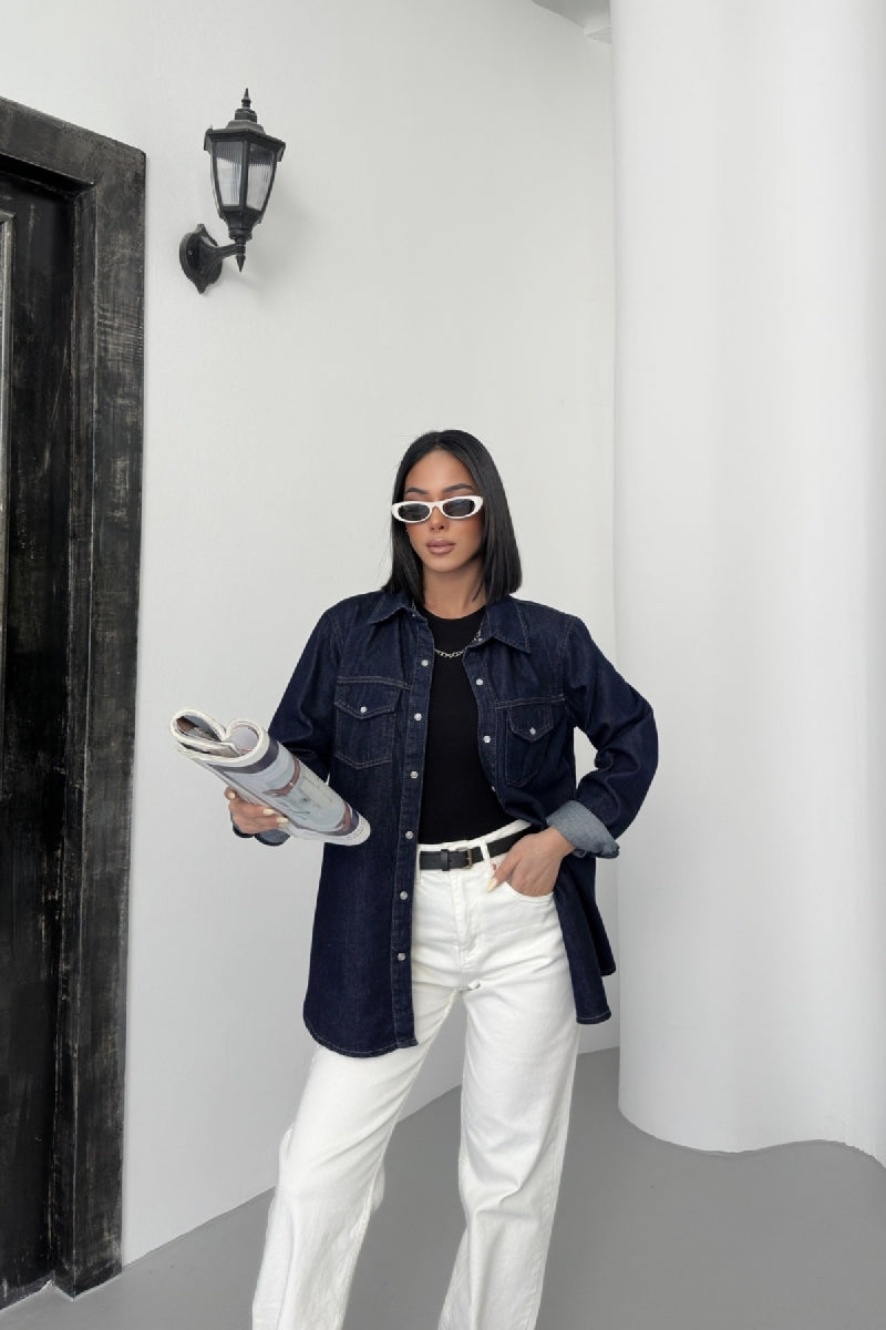 Çıtçıtlı Kot Gömlek 6013