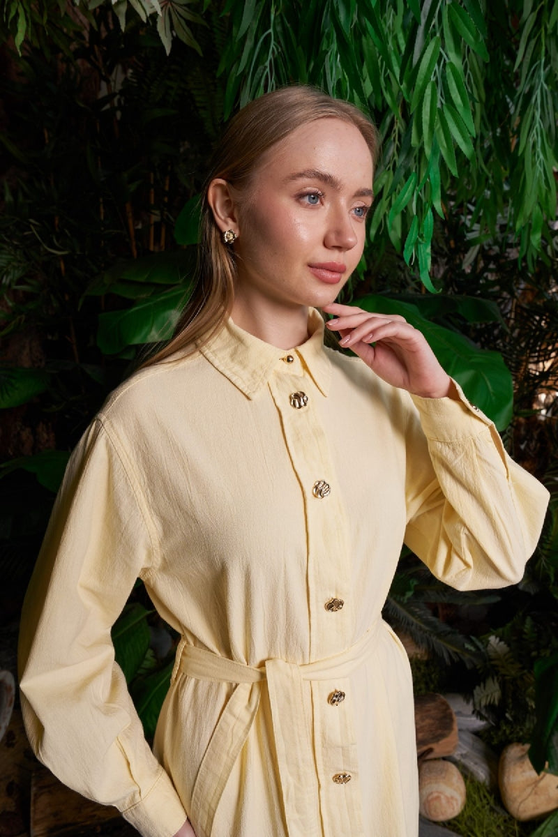 Uzun Keten Elbise HS303