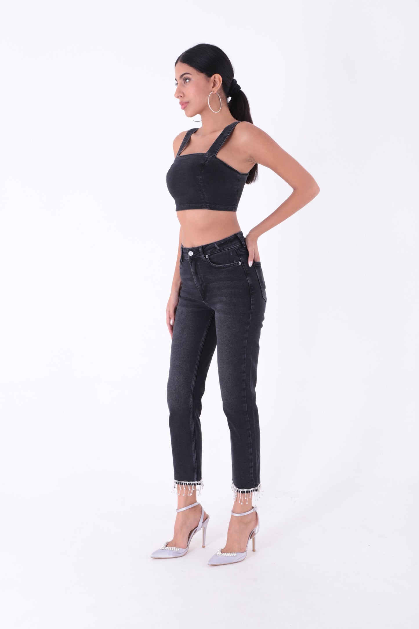 Paçasılı Dikişsiz Paça Mom Kot Pantolon 1890