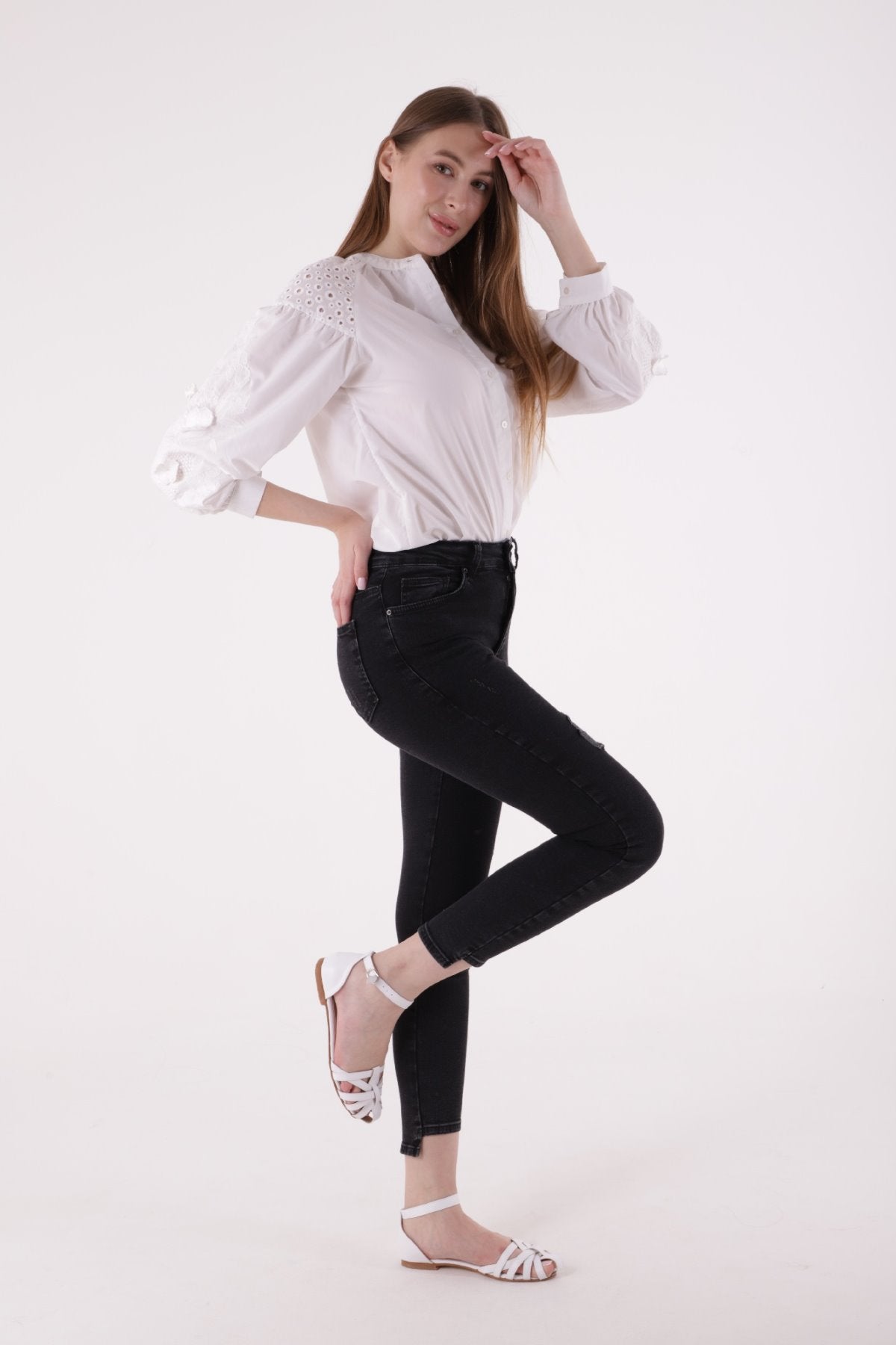 Asimetrik Paça Kot Pantolon 713