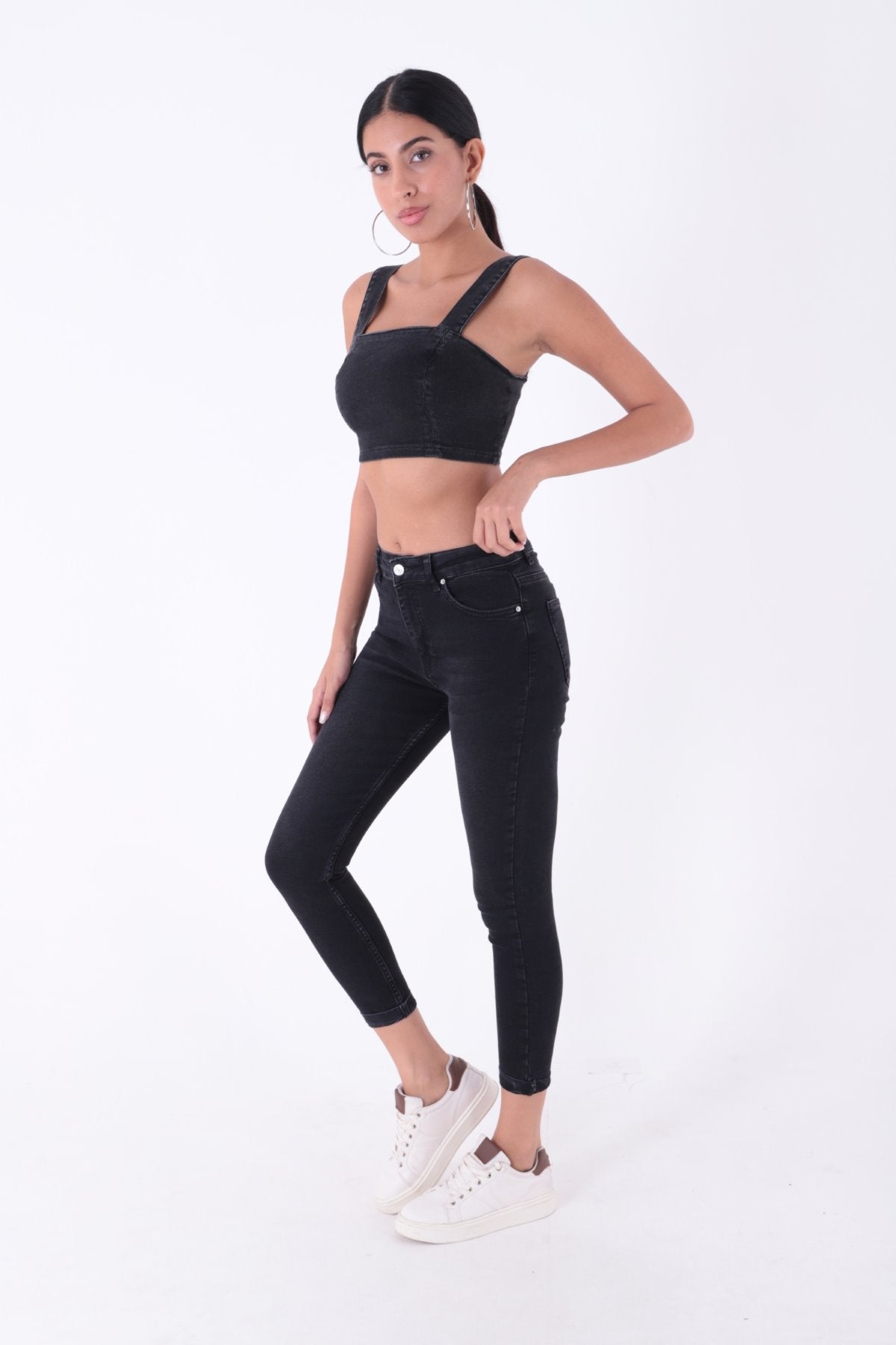 Duble Paça Skinny Kısa Boy Kot Pantolon 820
