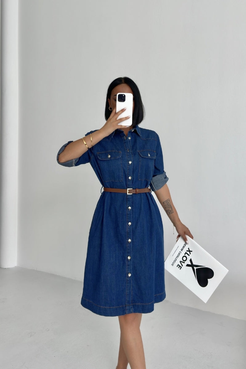 Düğmeli Uzun Gömlek 6102