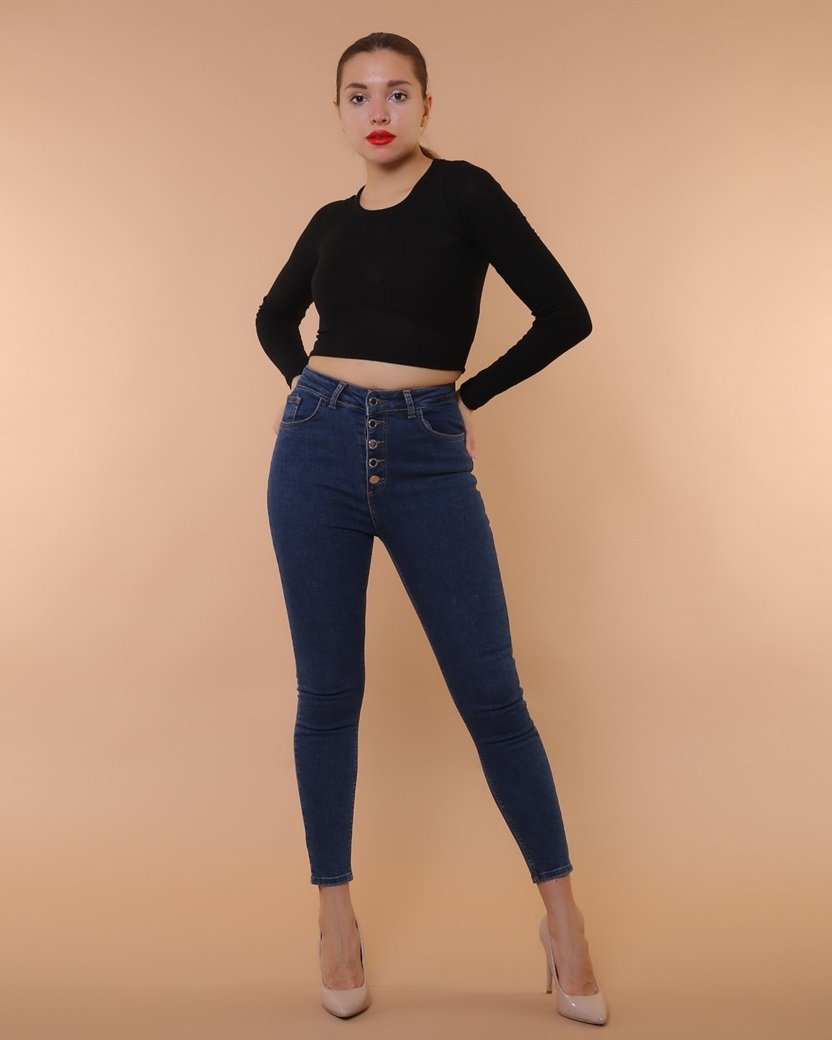 Önü 5 Düğmeli Skinny Kot Pantolon 755