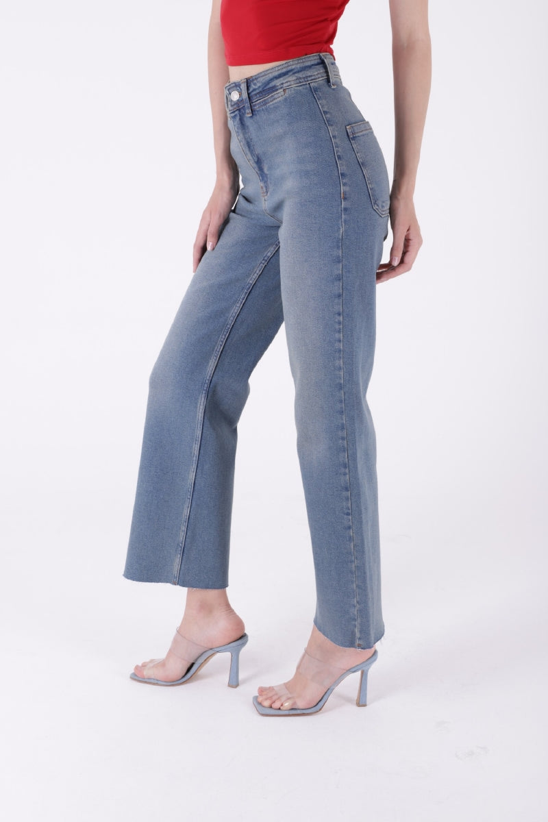 Dekoratif Cep Detaylı Palazzo Kot Pantolon 1710