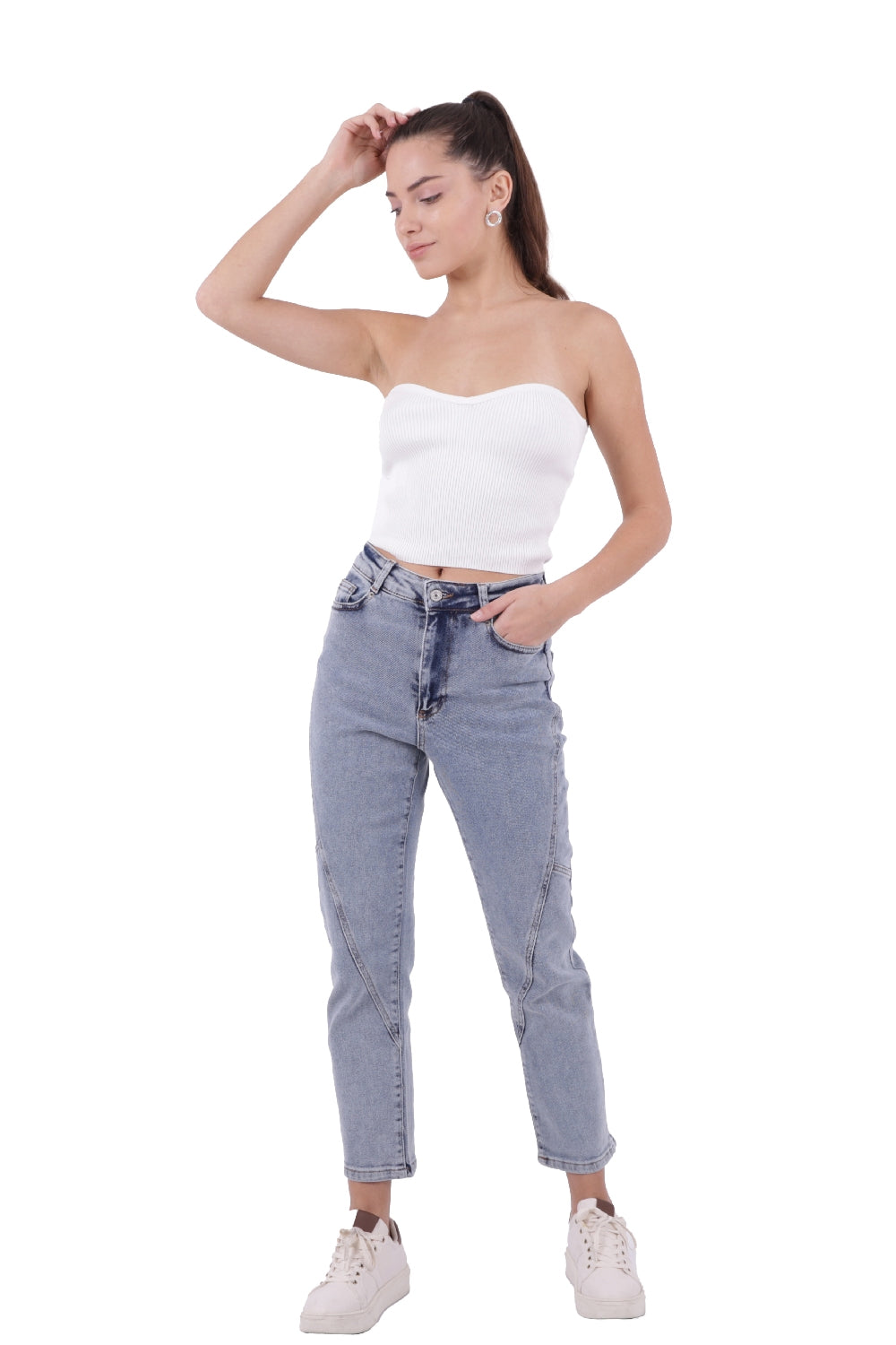 Parçalı Mom Pantolon 778