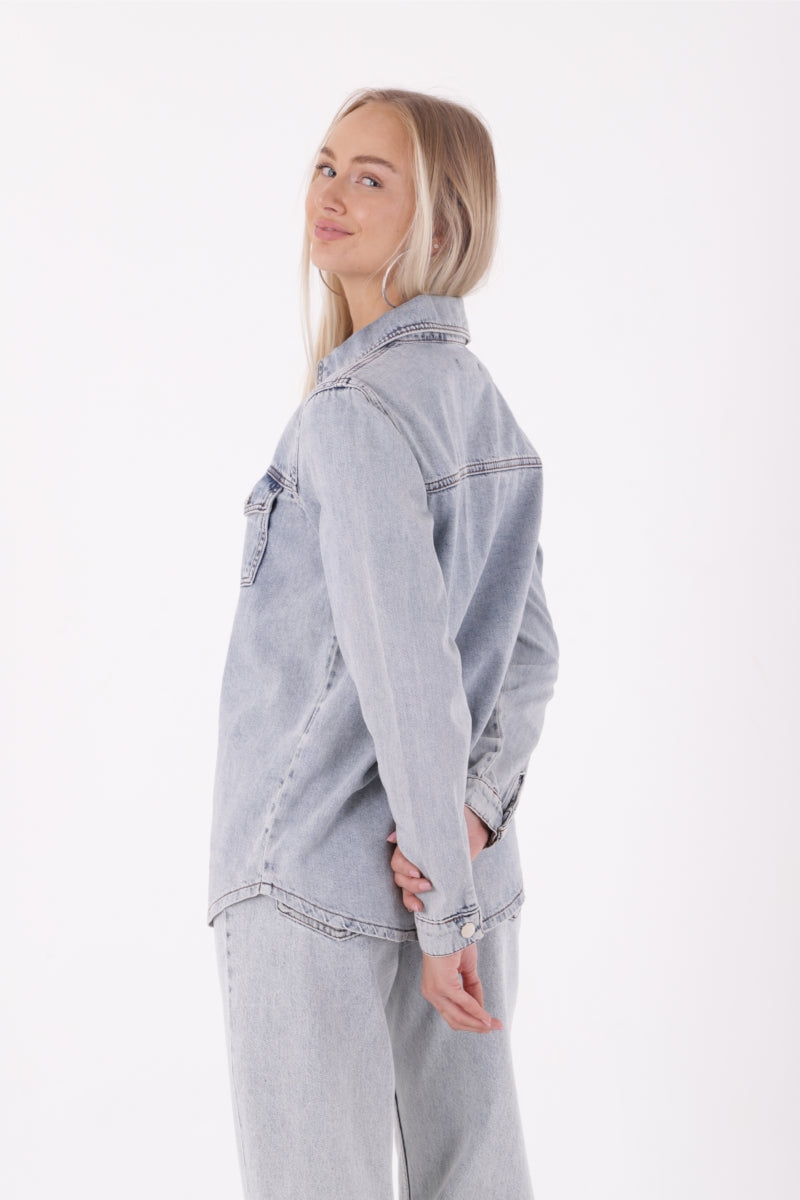 Çıtçıtlı Kot Gömlek 6013