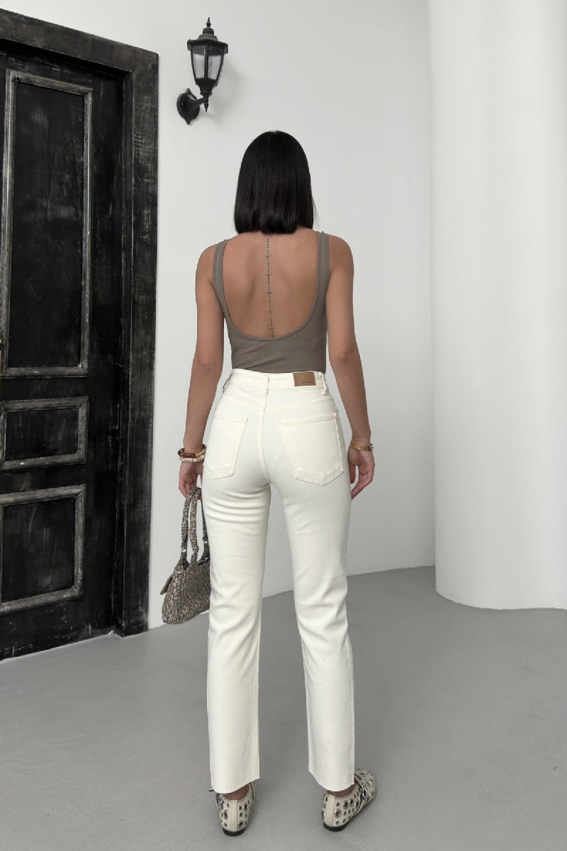 Dikişsiz Paça Mom Fit Kot Pantolon 764